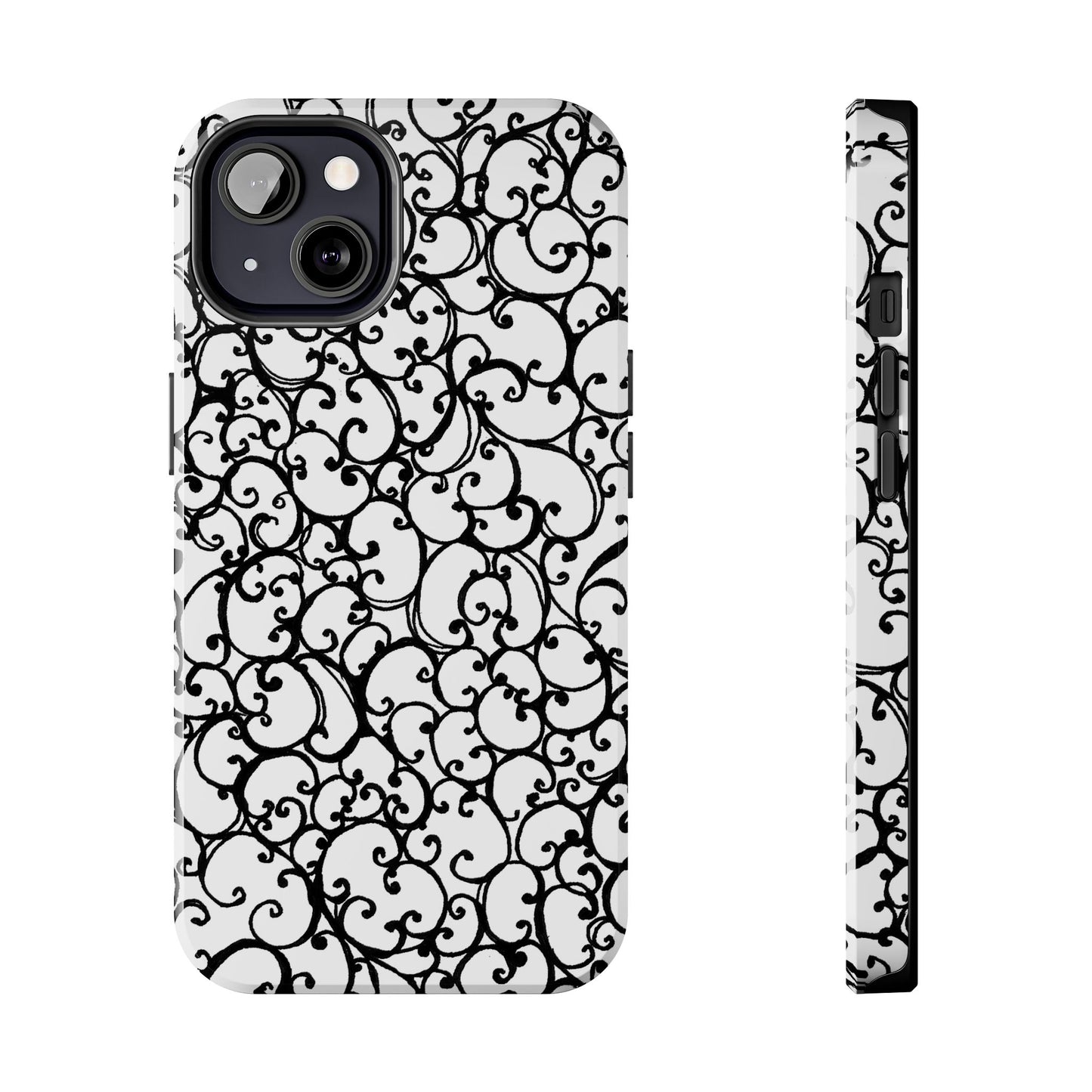 Scrollie White / Black Phone Case