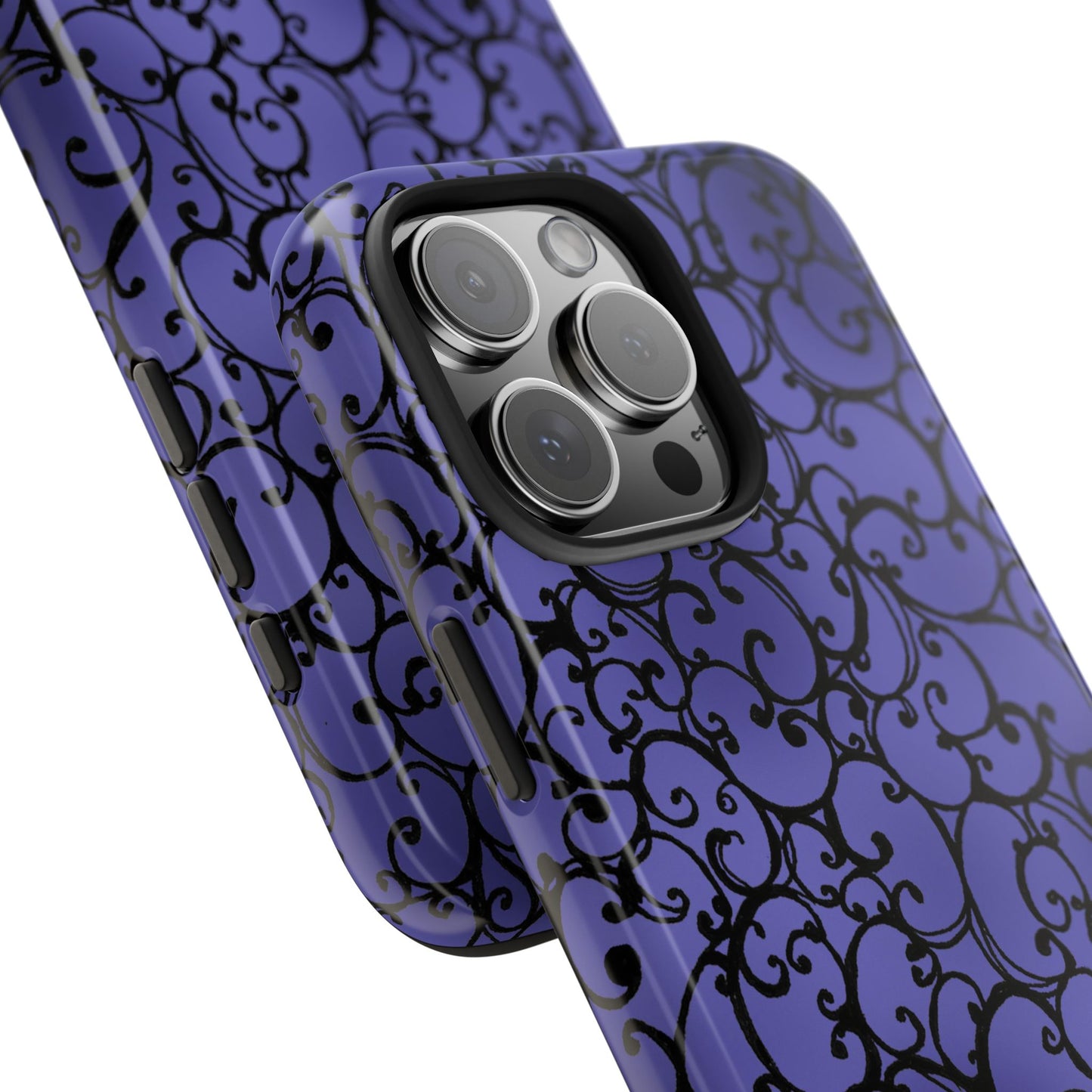 Scrollie Violet / Black Phone Case