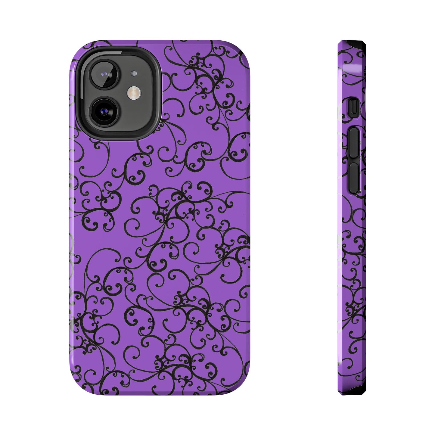 Elegant Scroll Purple / Black Phone Case