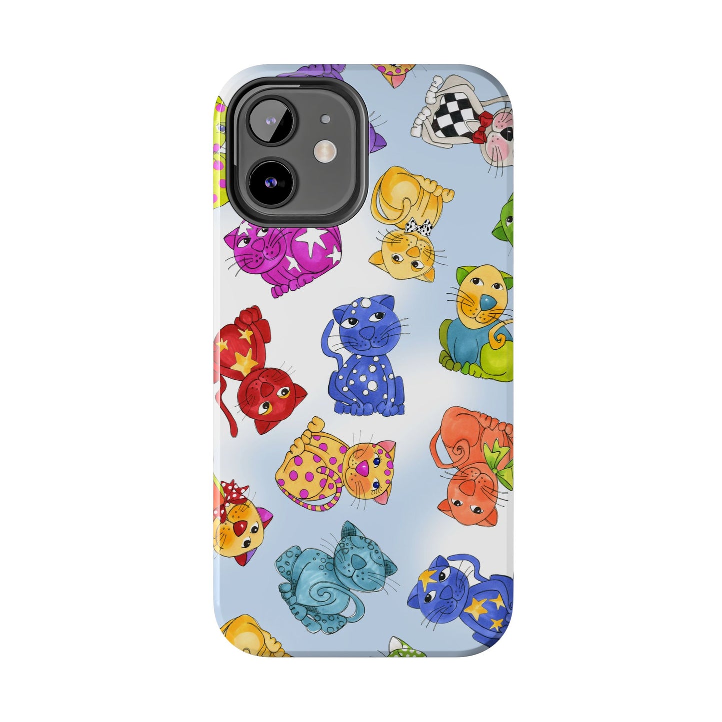 Tossed Happy Cats Blue Sky Phone Case