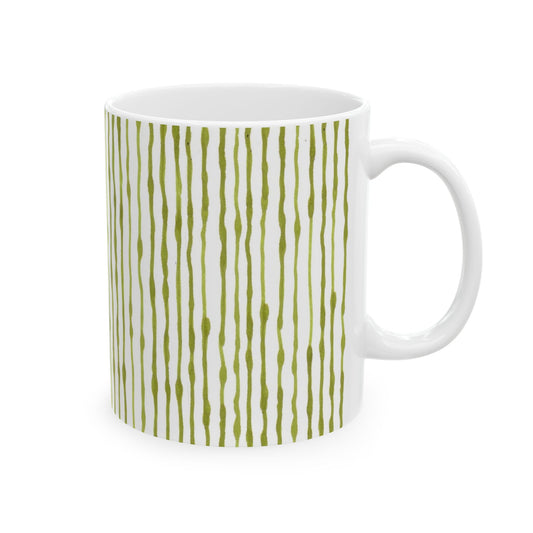 Faux Seersucker White / Green Cup