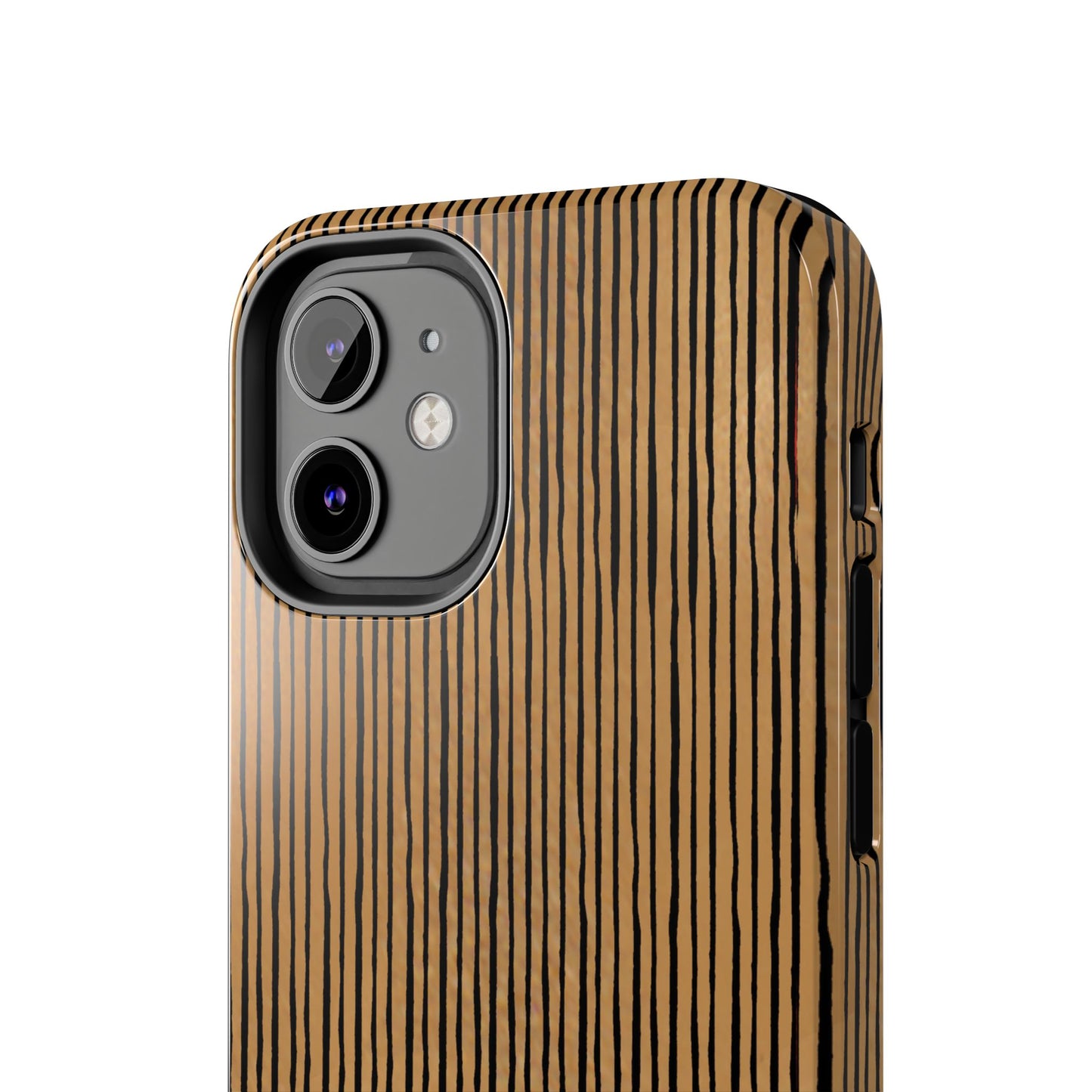 Quirky Pin Stripe Tan / Black Phone Case