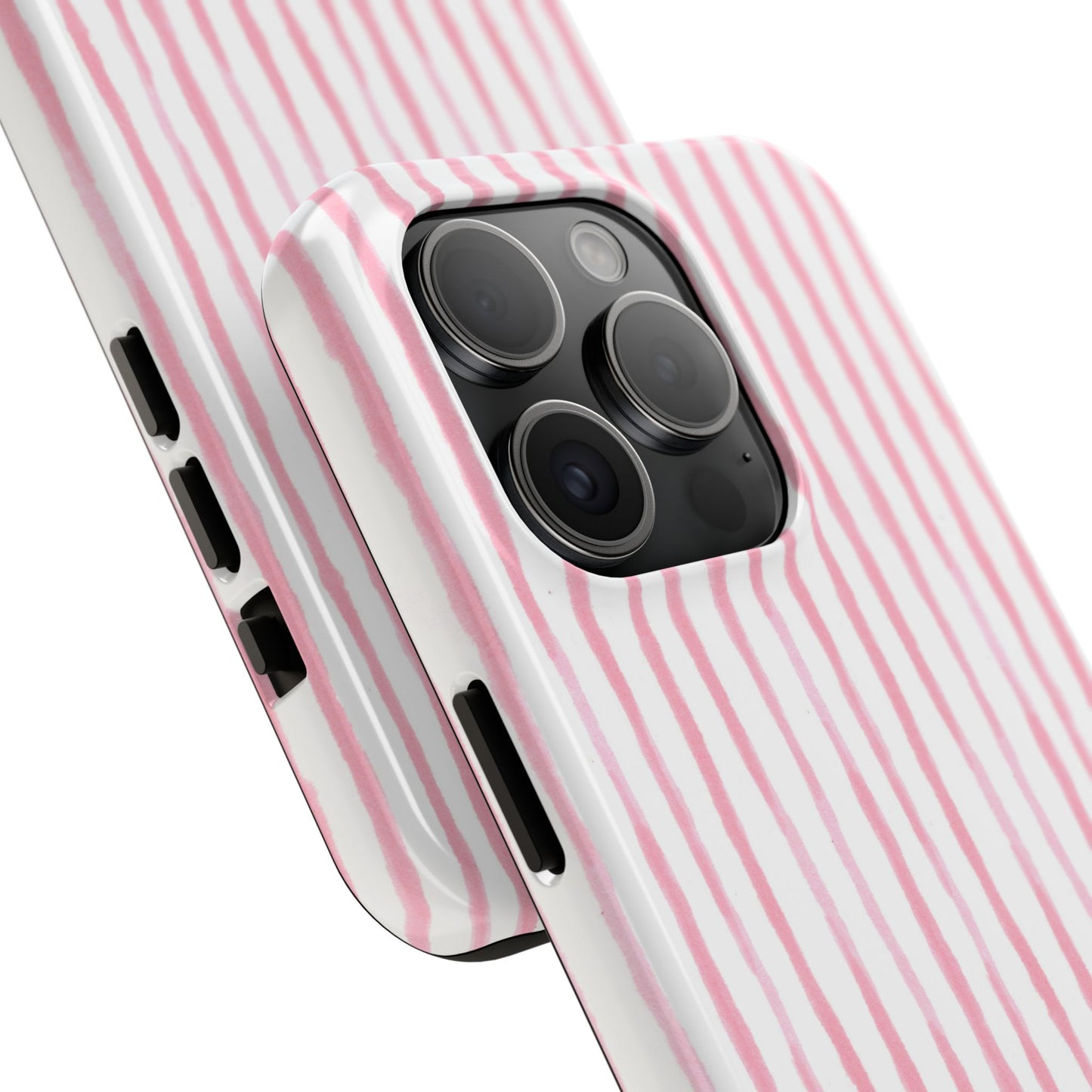 Happy Stripe White / Pink Phone Case