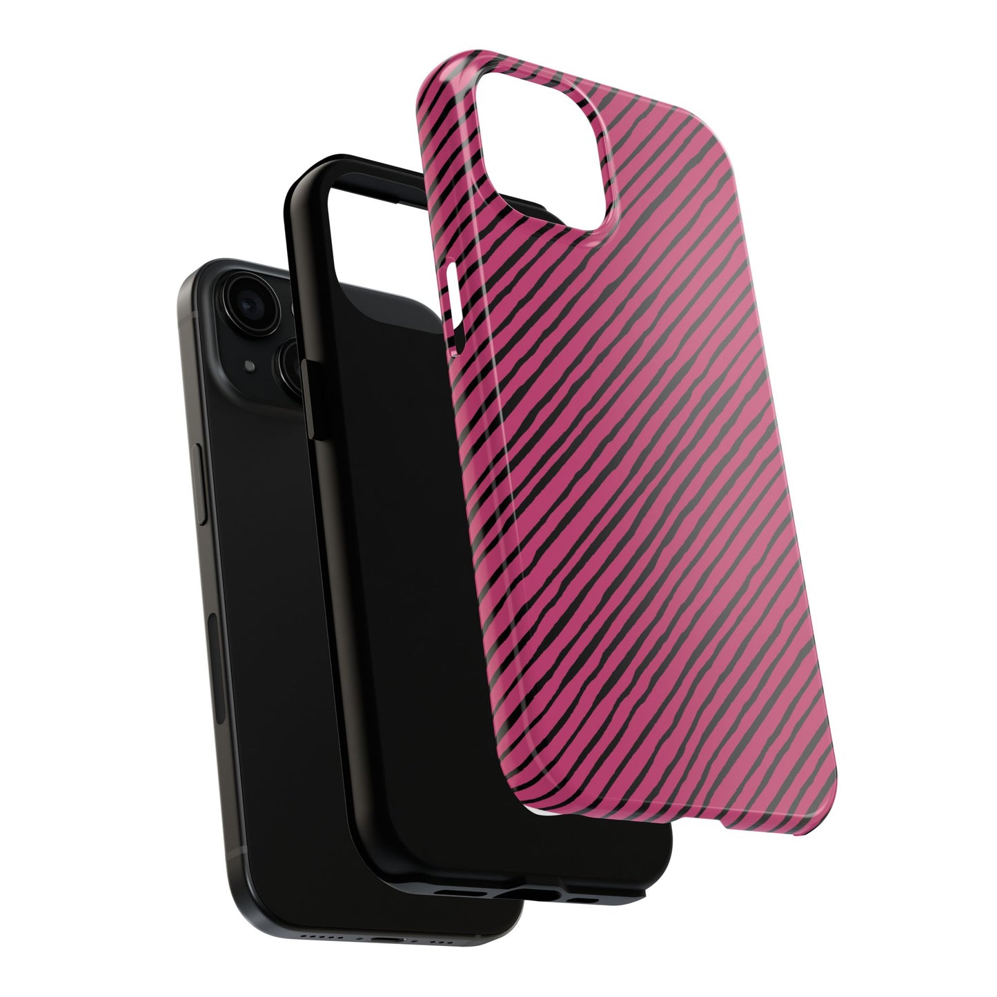Quirky Bias Stripe Magenta / Black Phone Case