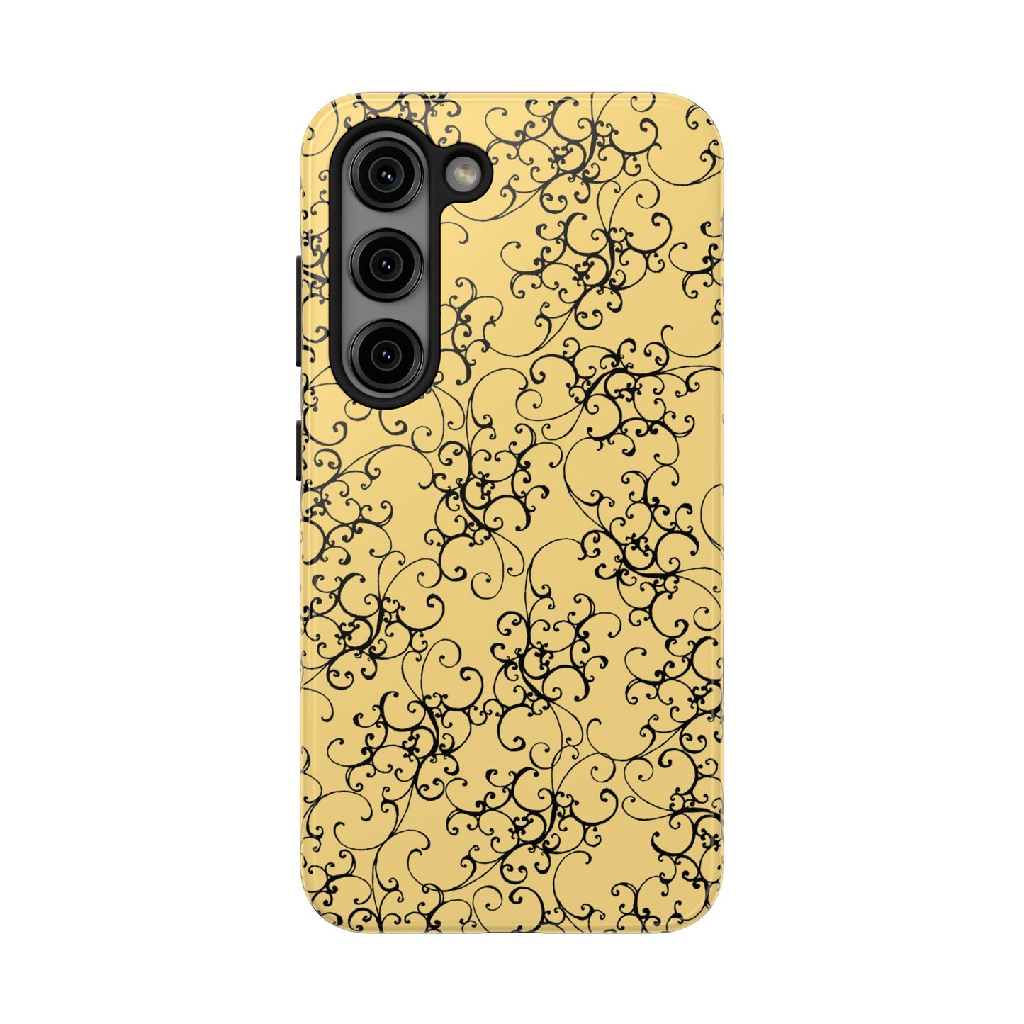 Elegant Scroll Yellow / Black Phone Case