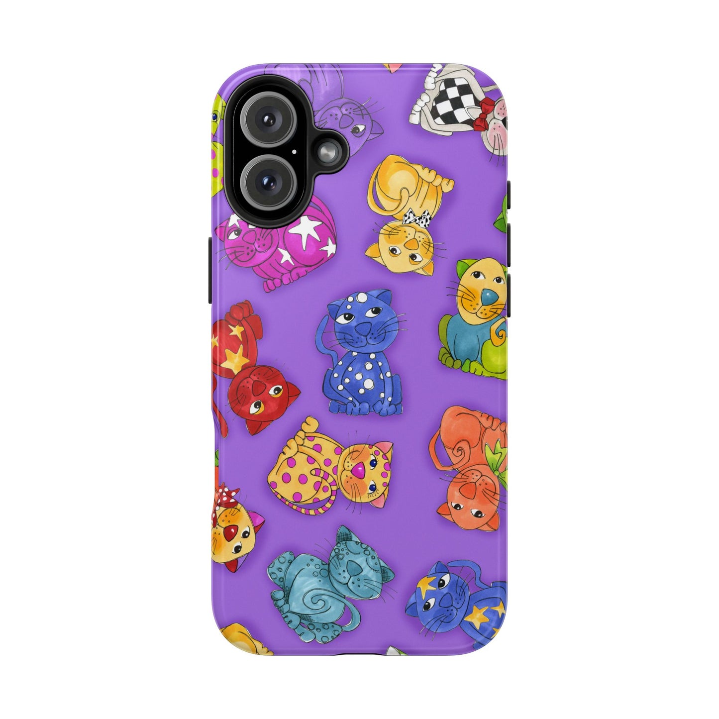 Tossed Happy Cats Purple Phone Case