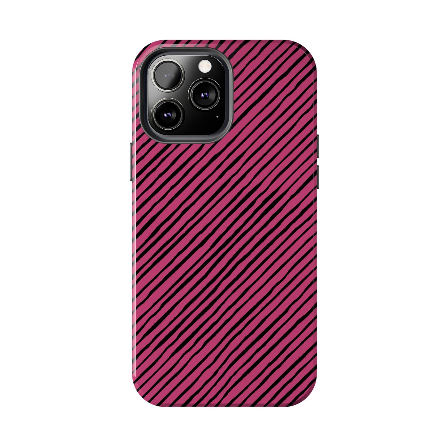 Quirky Bias Stripe Magenta / Black Phone Case