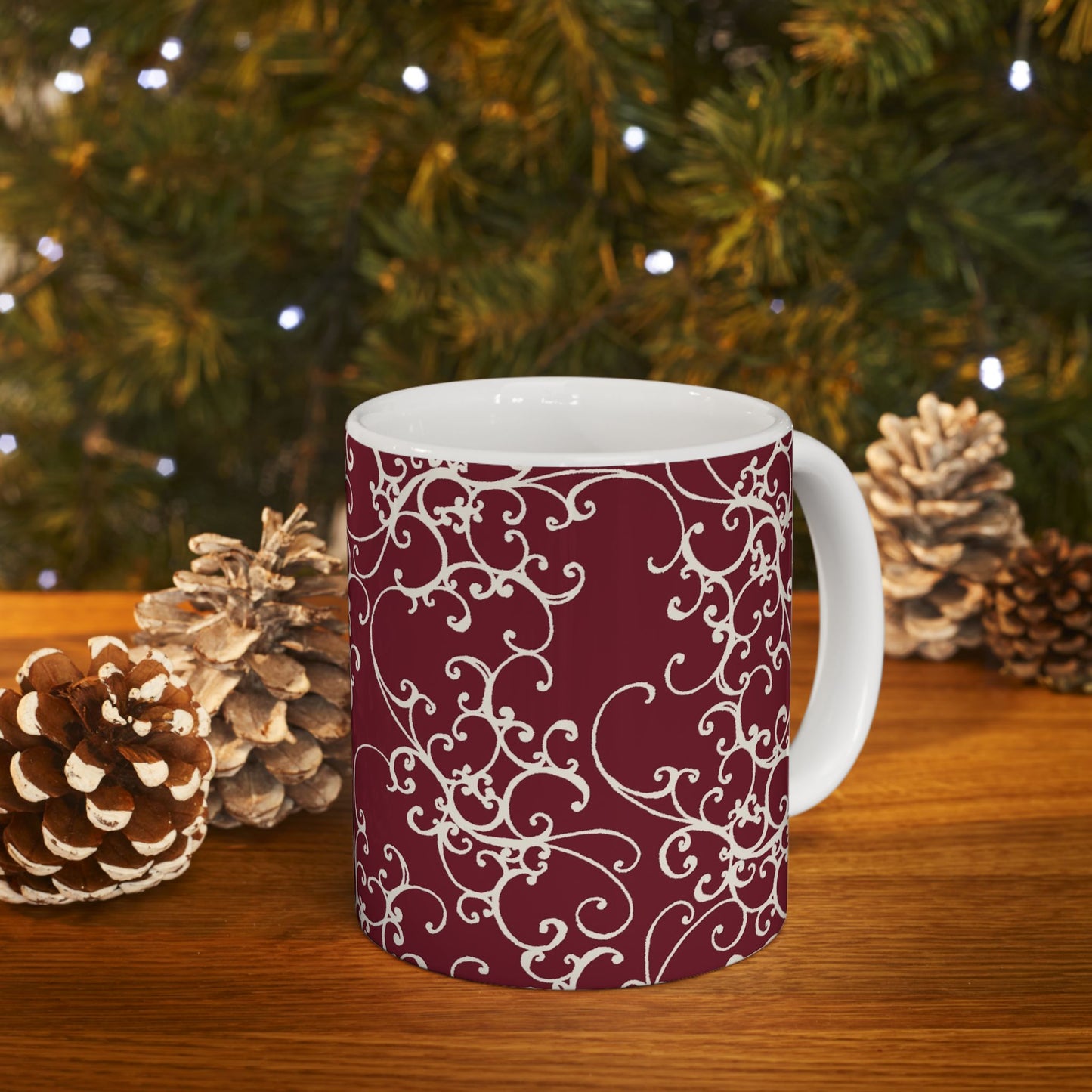 Elegant Scroll Red / Ivory Cup