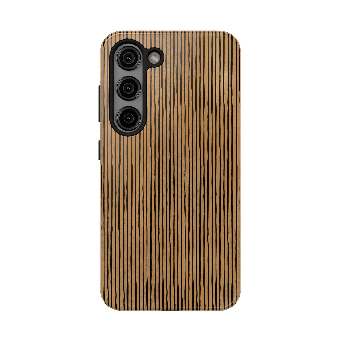 Quirky Pin Stripe Tan / Black Phone Case
