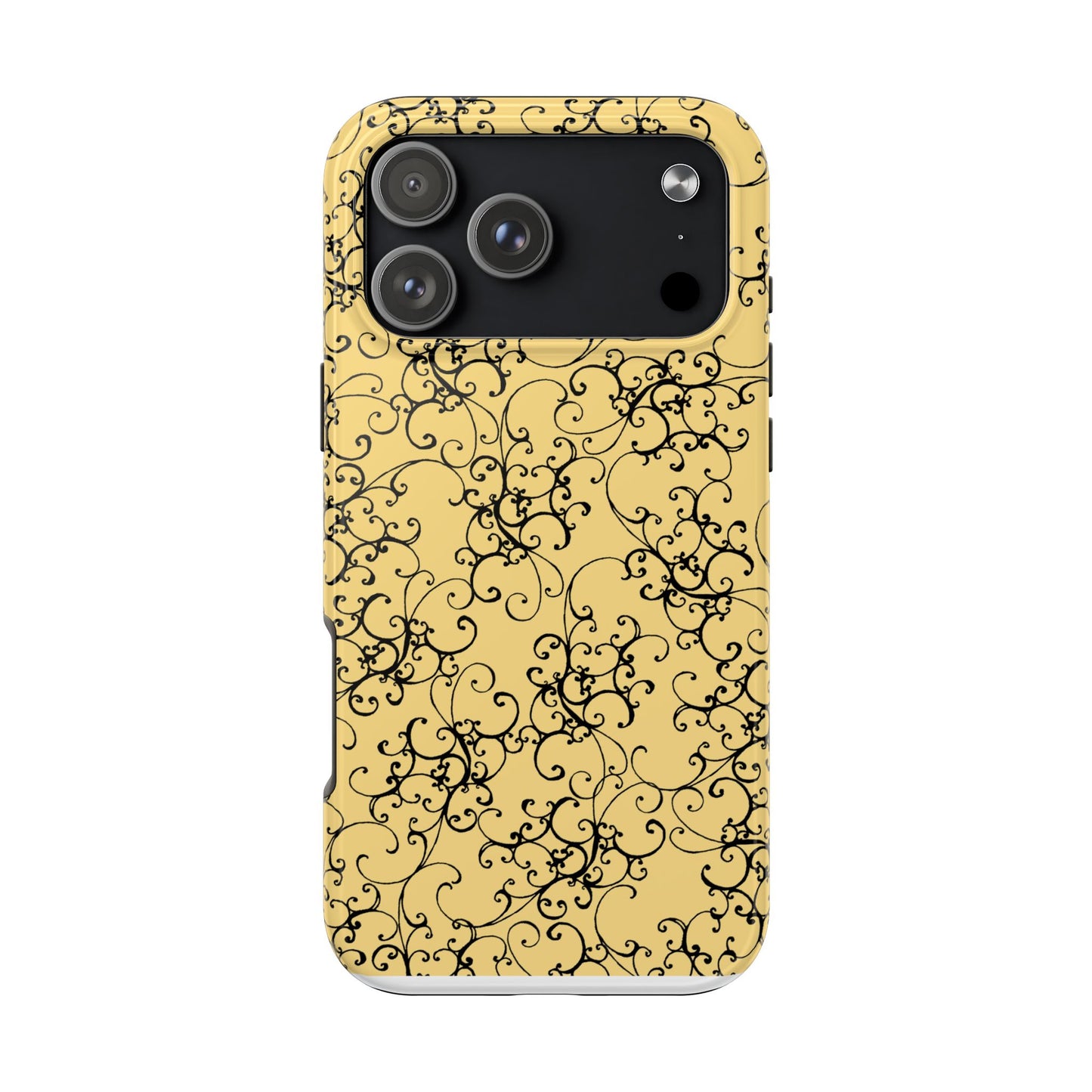 Elegant Scroll Yellow / Black Phone Case
