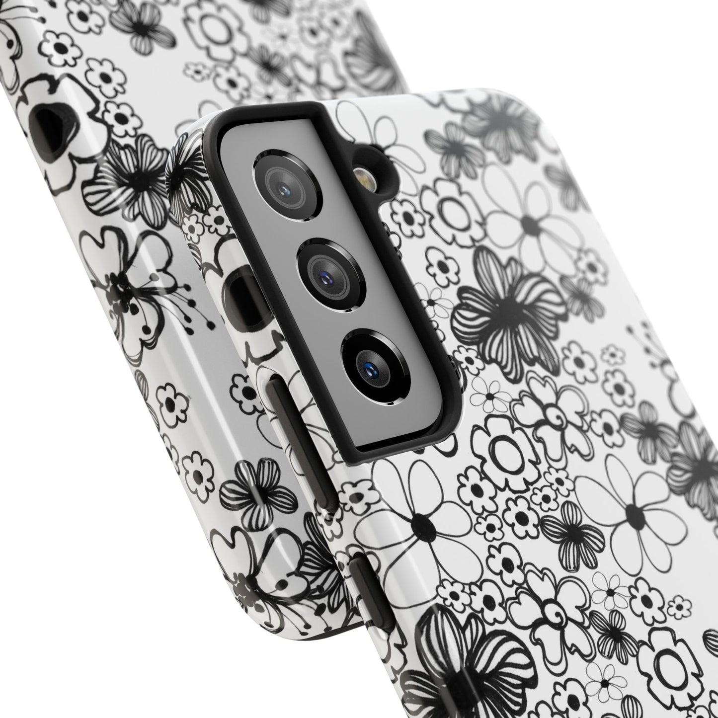 White and Black Flowers Phone Case