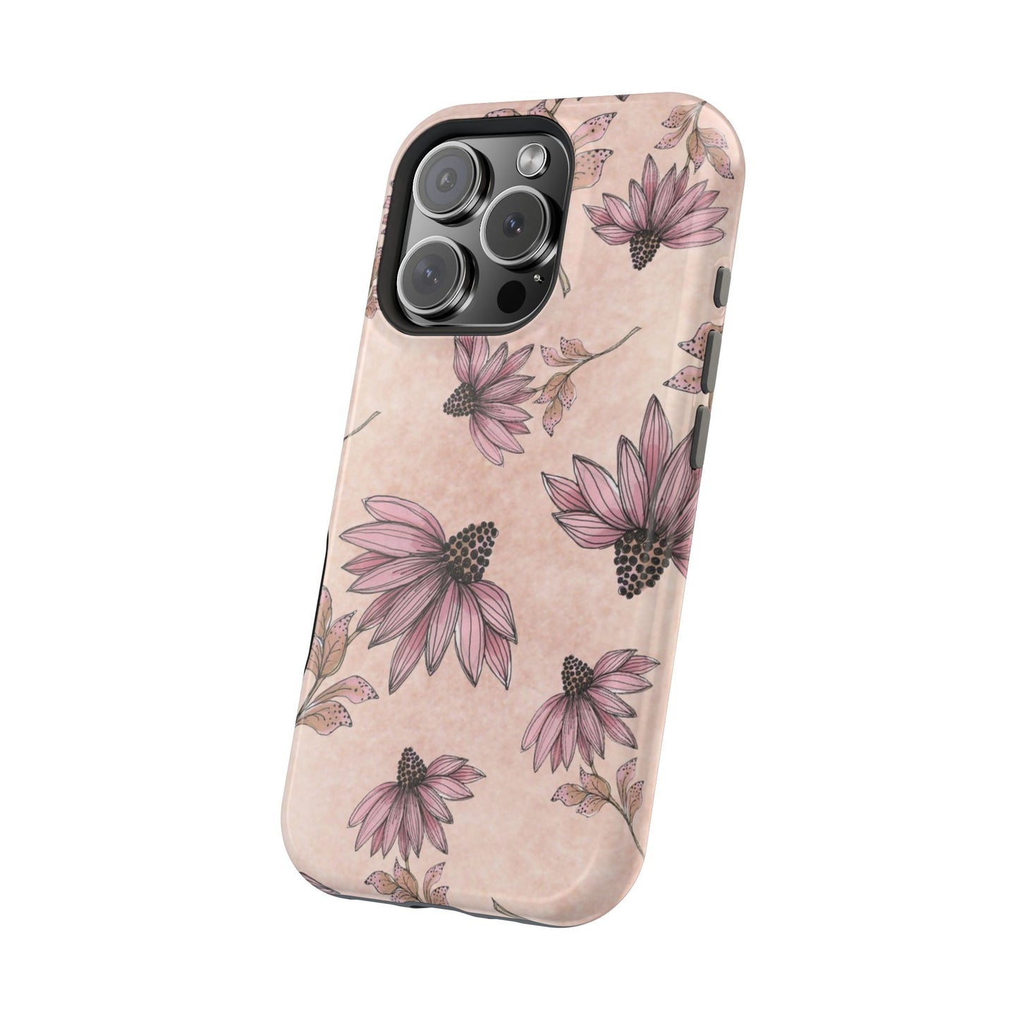 Wild Cone Flowers Pink Marble Phone Case