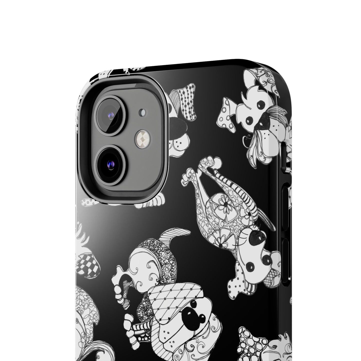 Doodle Dogs Black Phone Case