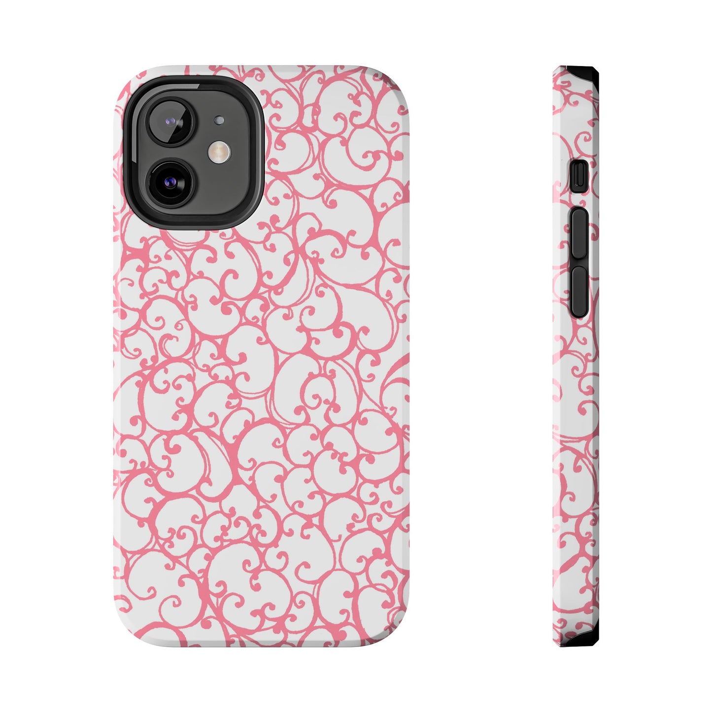 Scrollie White / Pink Phone Case