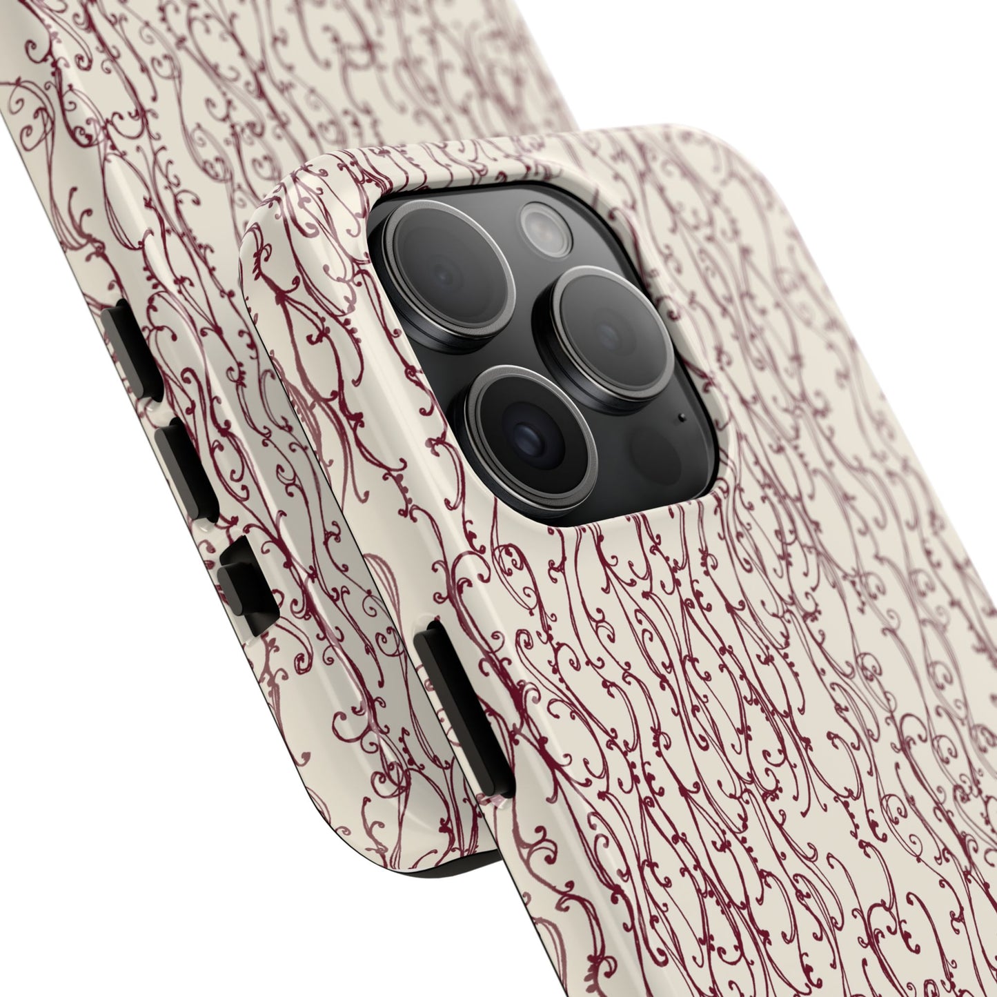 Swan Scroll Ivory / Red Phone Case