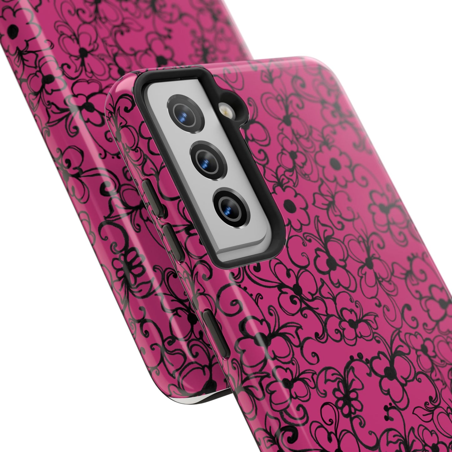 Daisy Jungle Pink / Black Phone Case