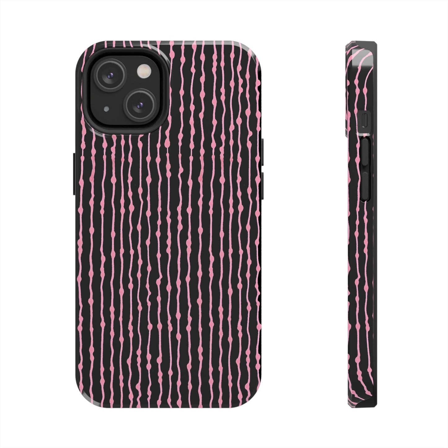 Faux Seersucker Black / Pink Phone Case