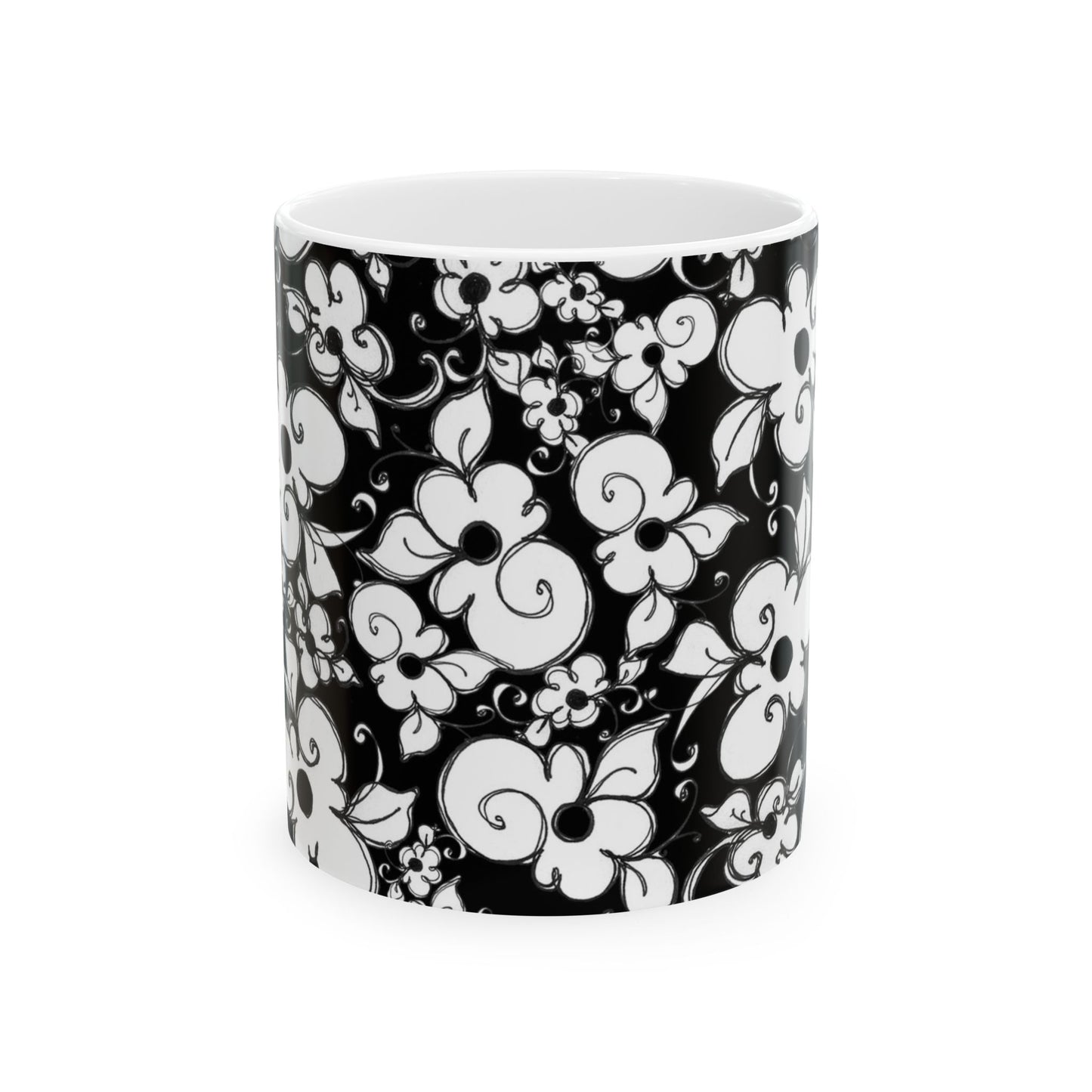 Dog Daisies Black Cup