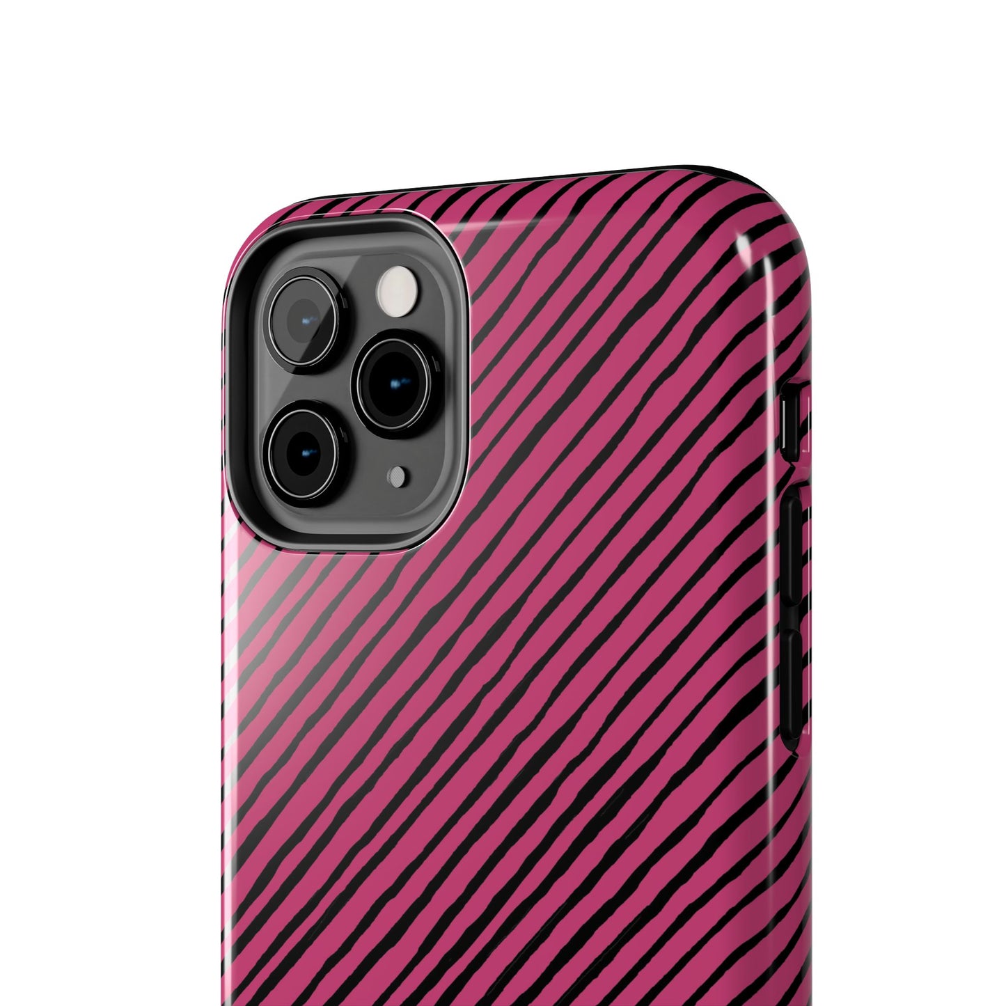 Quirky Bias Stripe Magenta / Black Phone Case