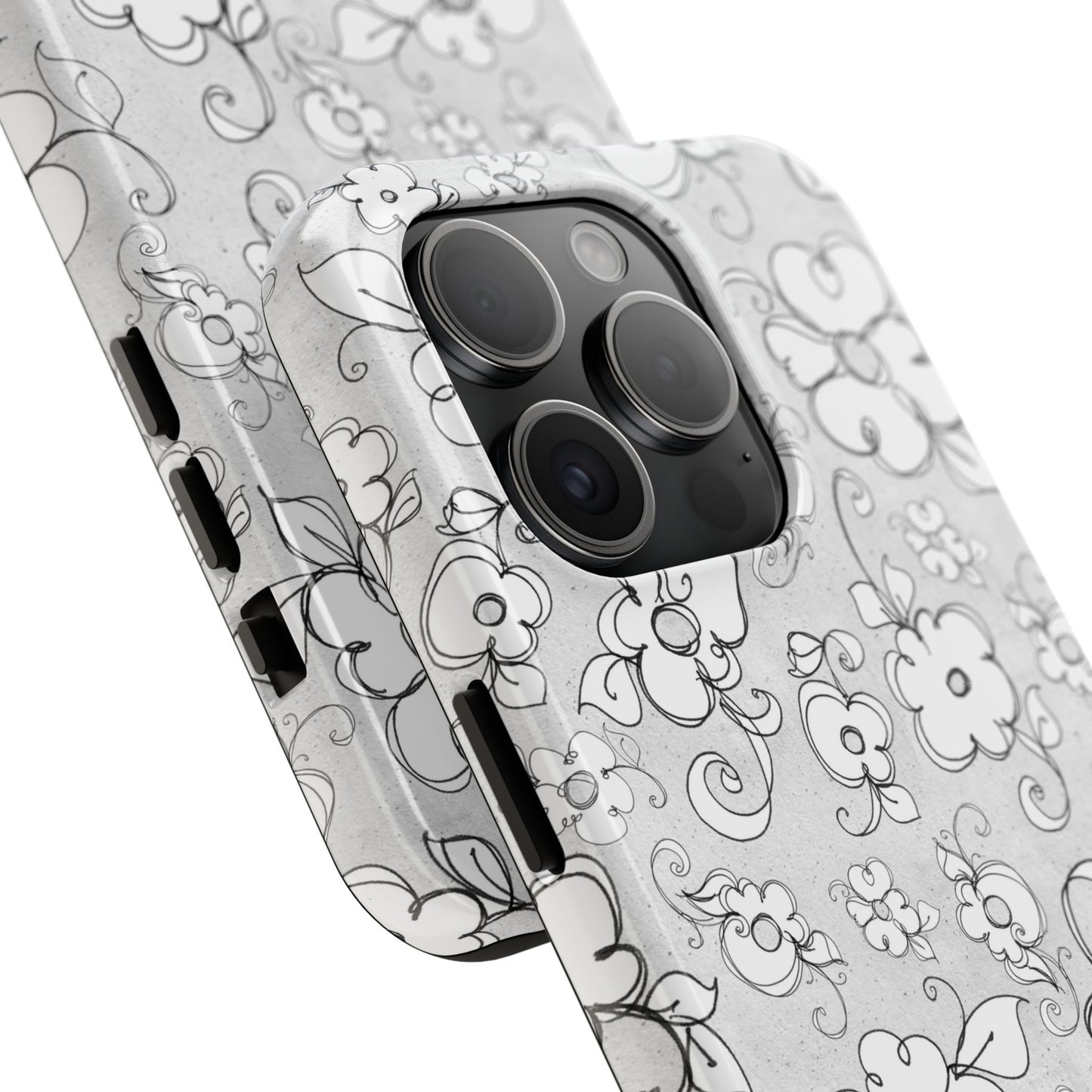 Lady Flowers Silver Phone Case