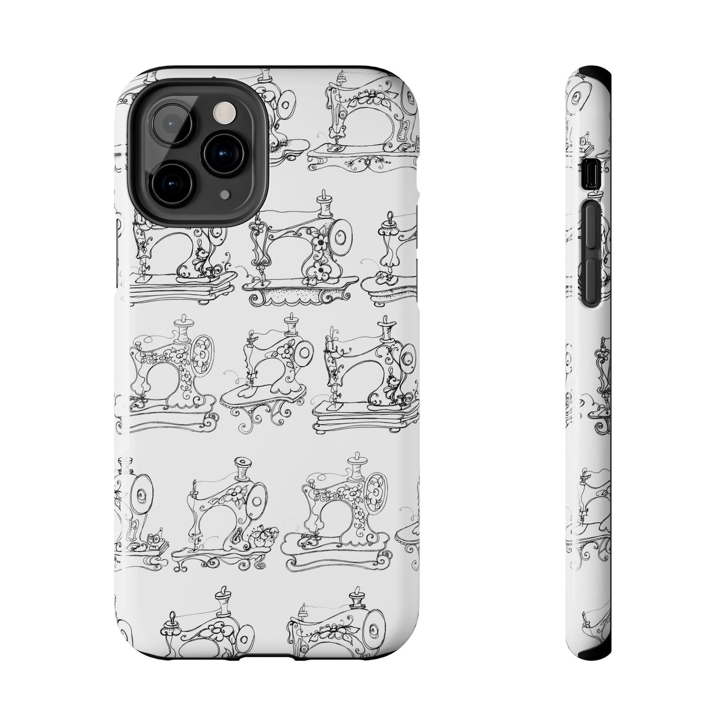 Sew Sew White / Black Phone Case