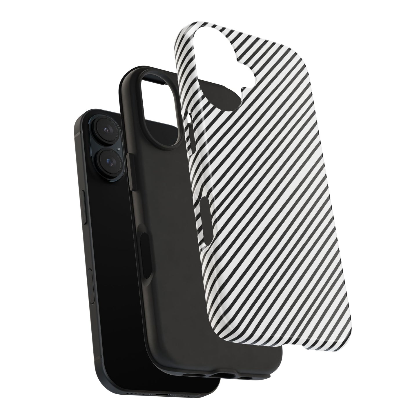 Diagonal Stripe White / Black Phone Case