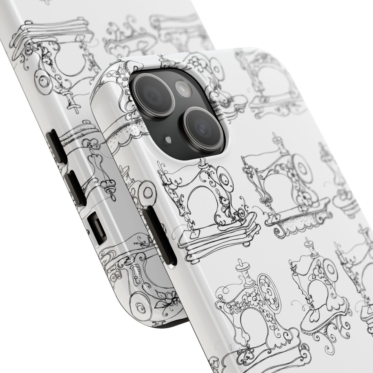 Sew Sew White / Black Phone Case