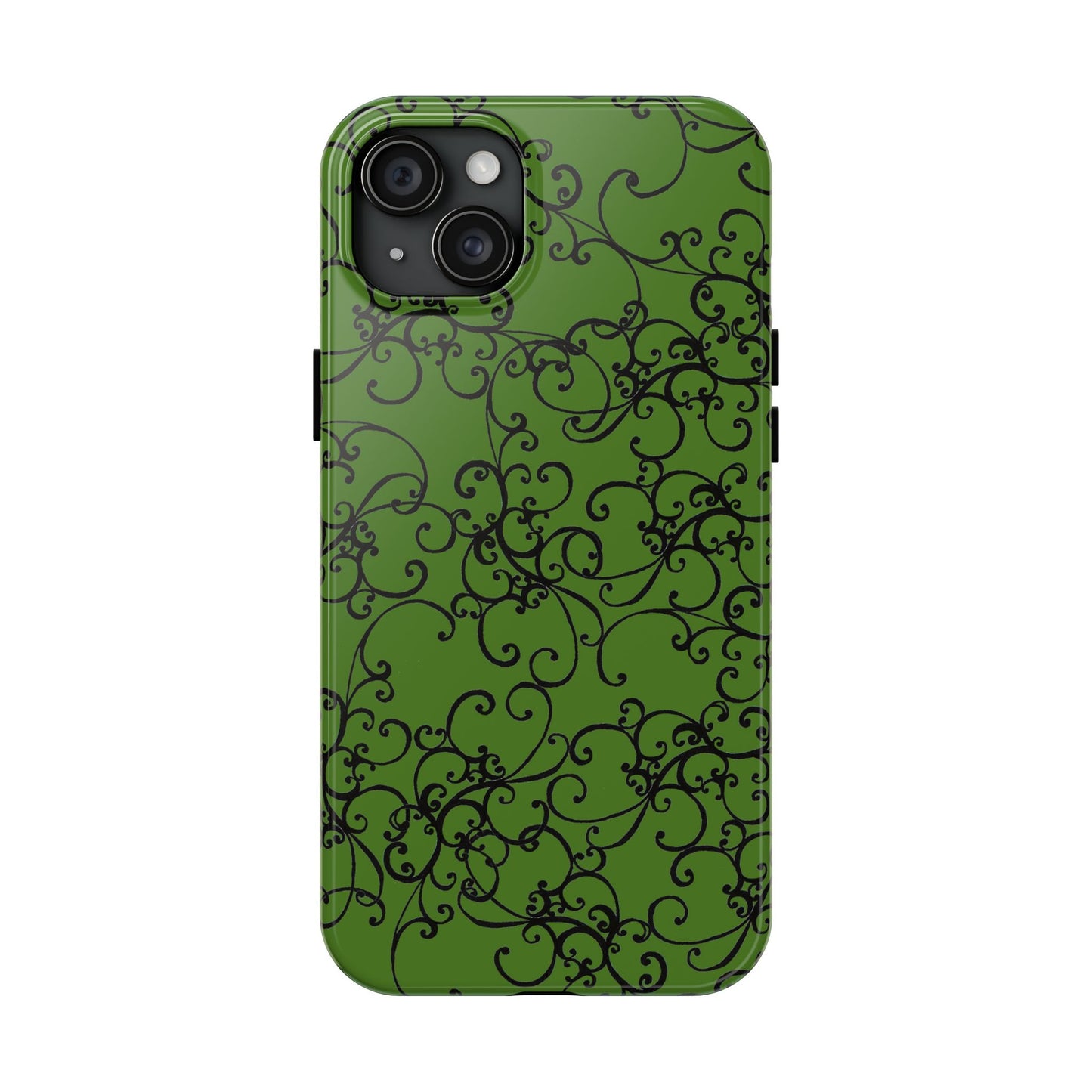 Elegant Scroll Green / Black Phone Case