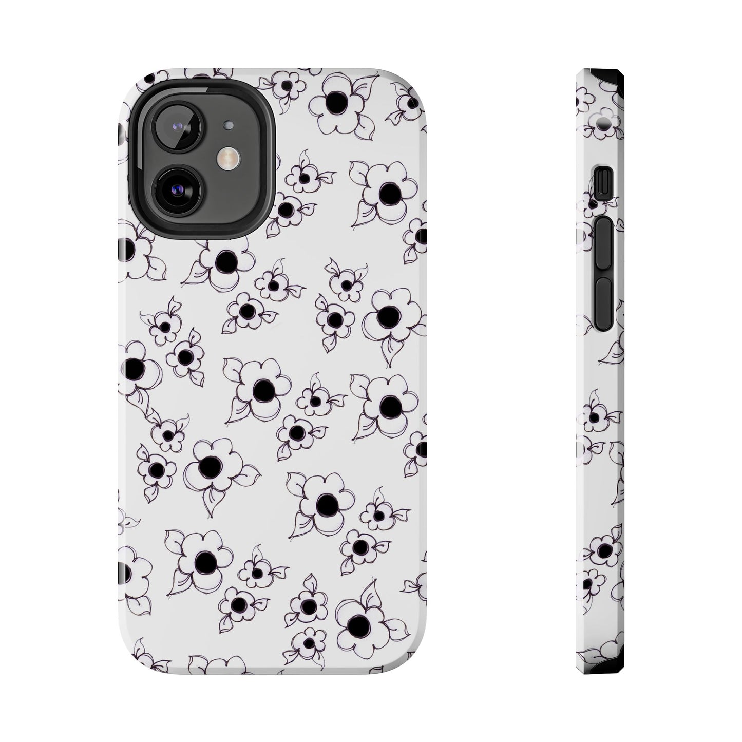 Daisy Cluster White / Black Phone Case