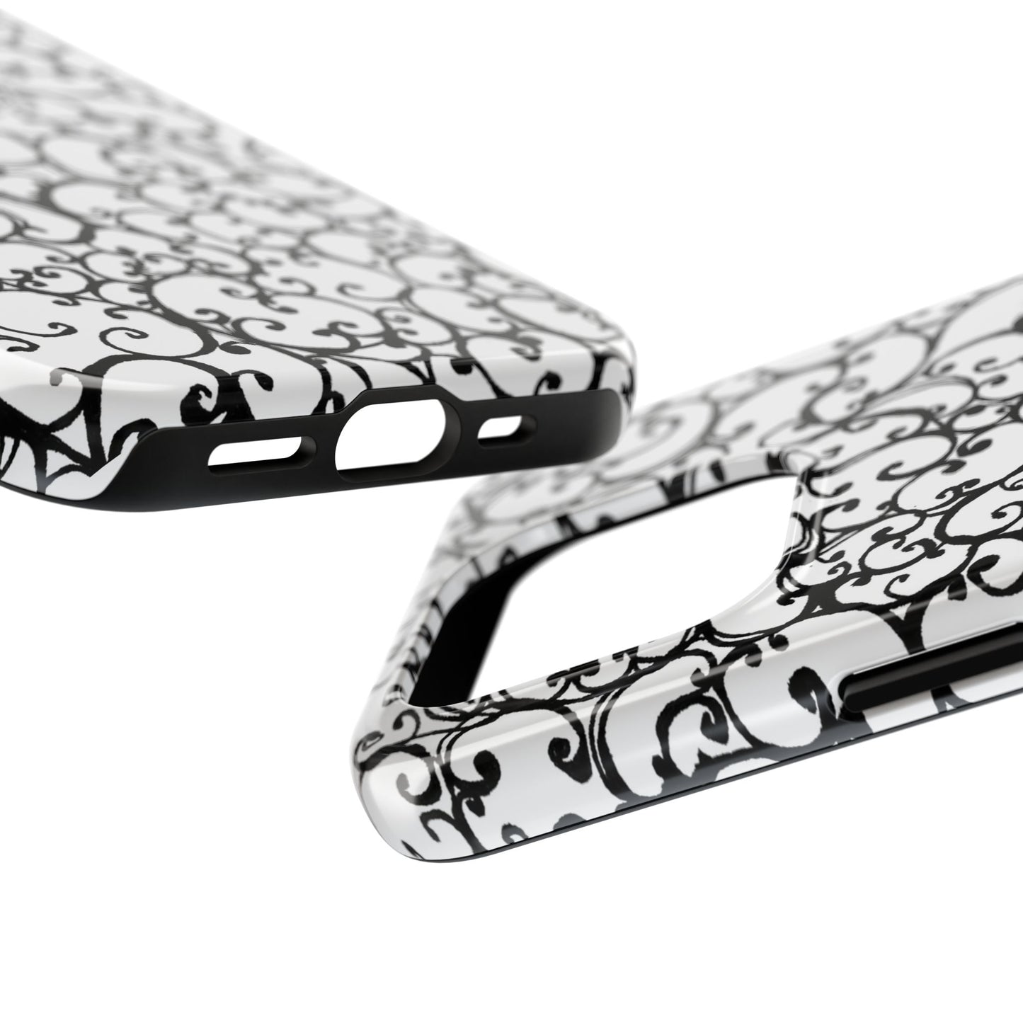 Scrollie White / Black Phone Case