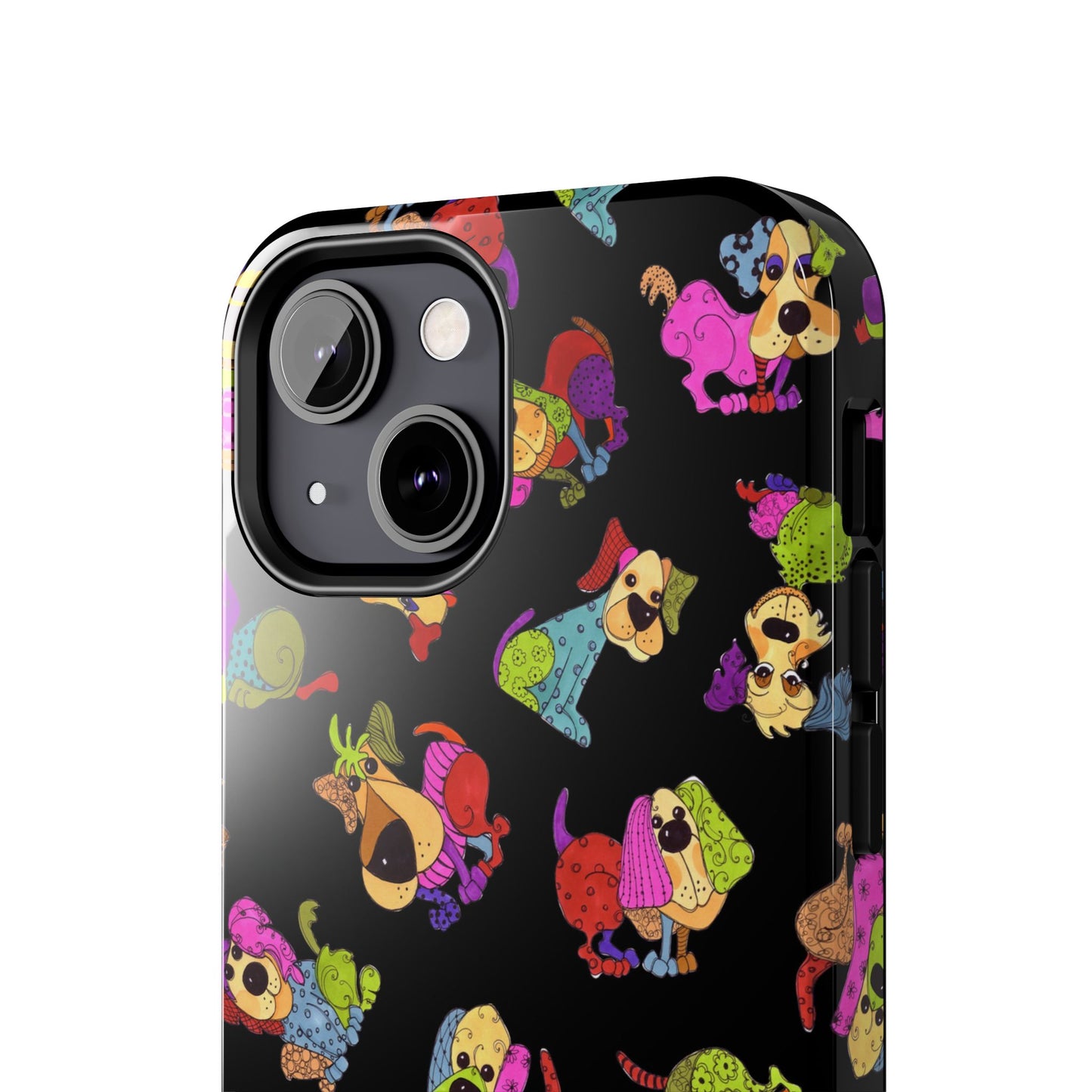 Tossed Happy Dogs Black Phone Case