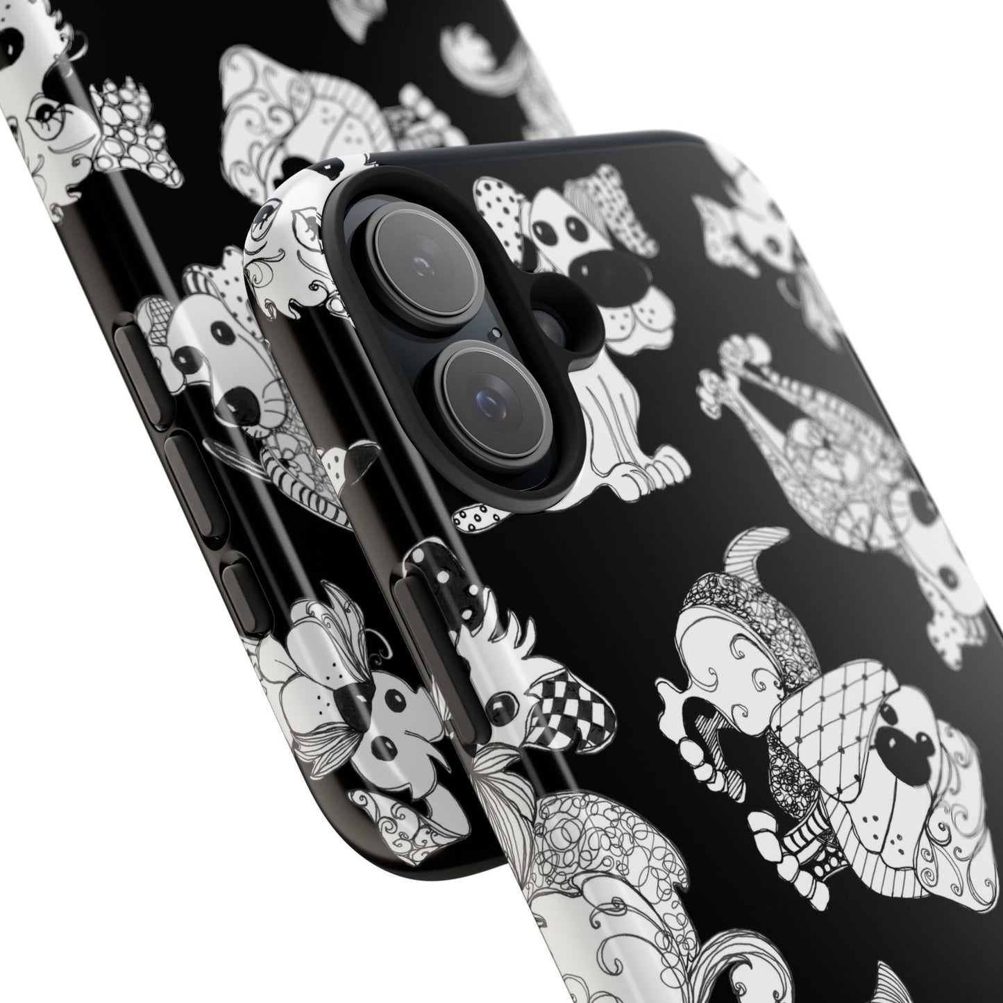 Doodle Dogs Black Phone Case