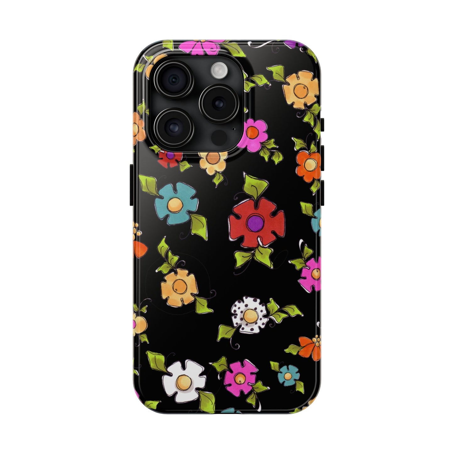 Dog Blooms Black Phone Case