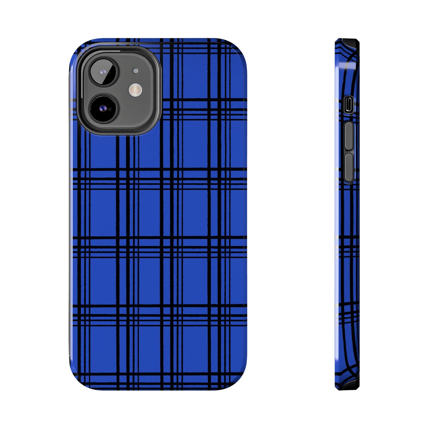 Glad Plaid Blue / Black Phone Case