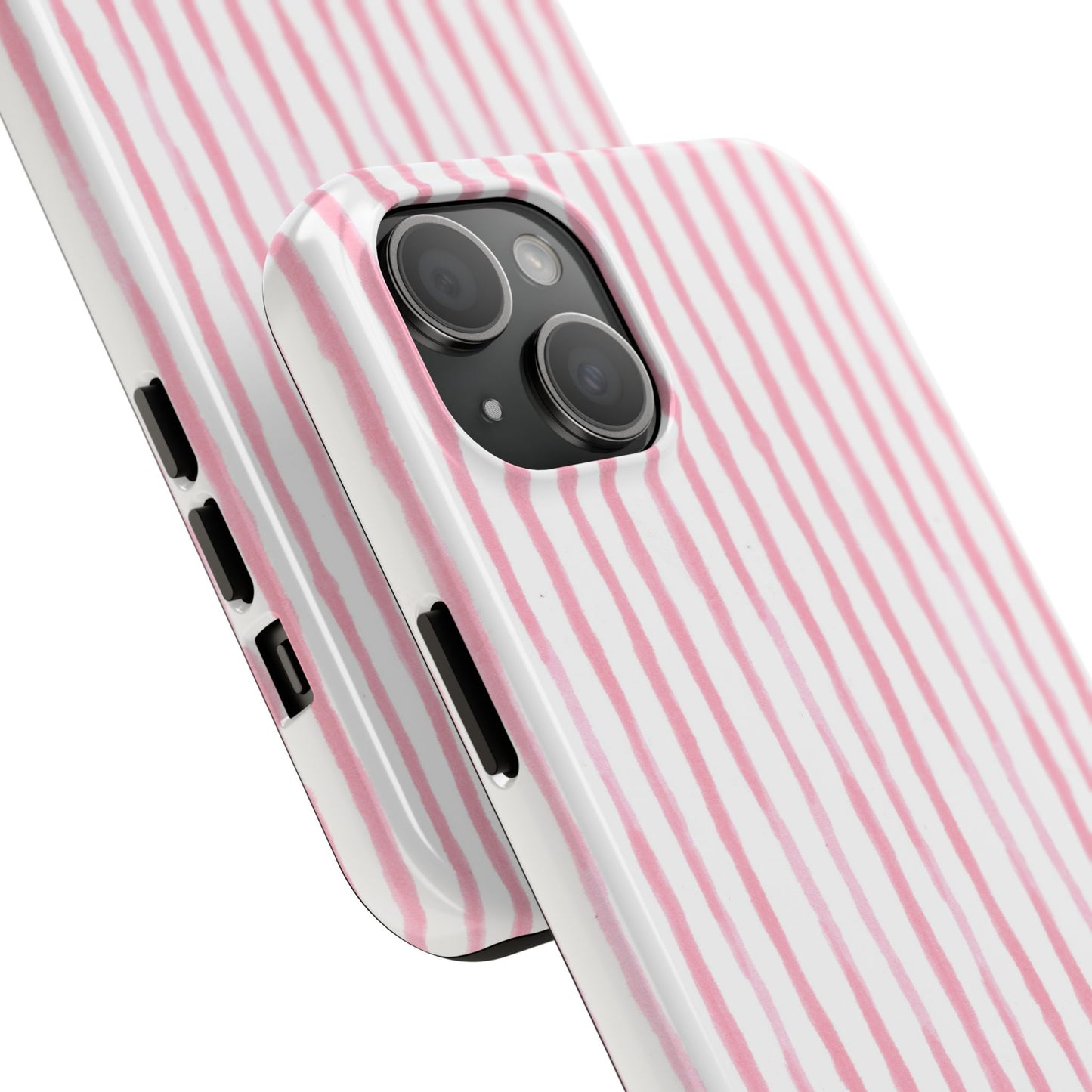 Happy Stripe White / Pink Phone Case