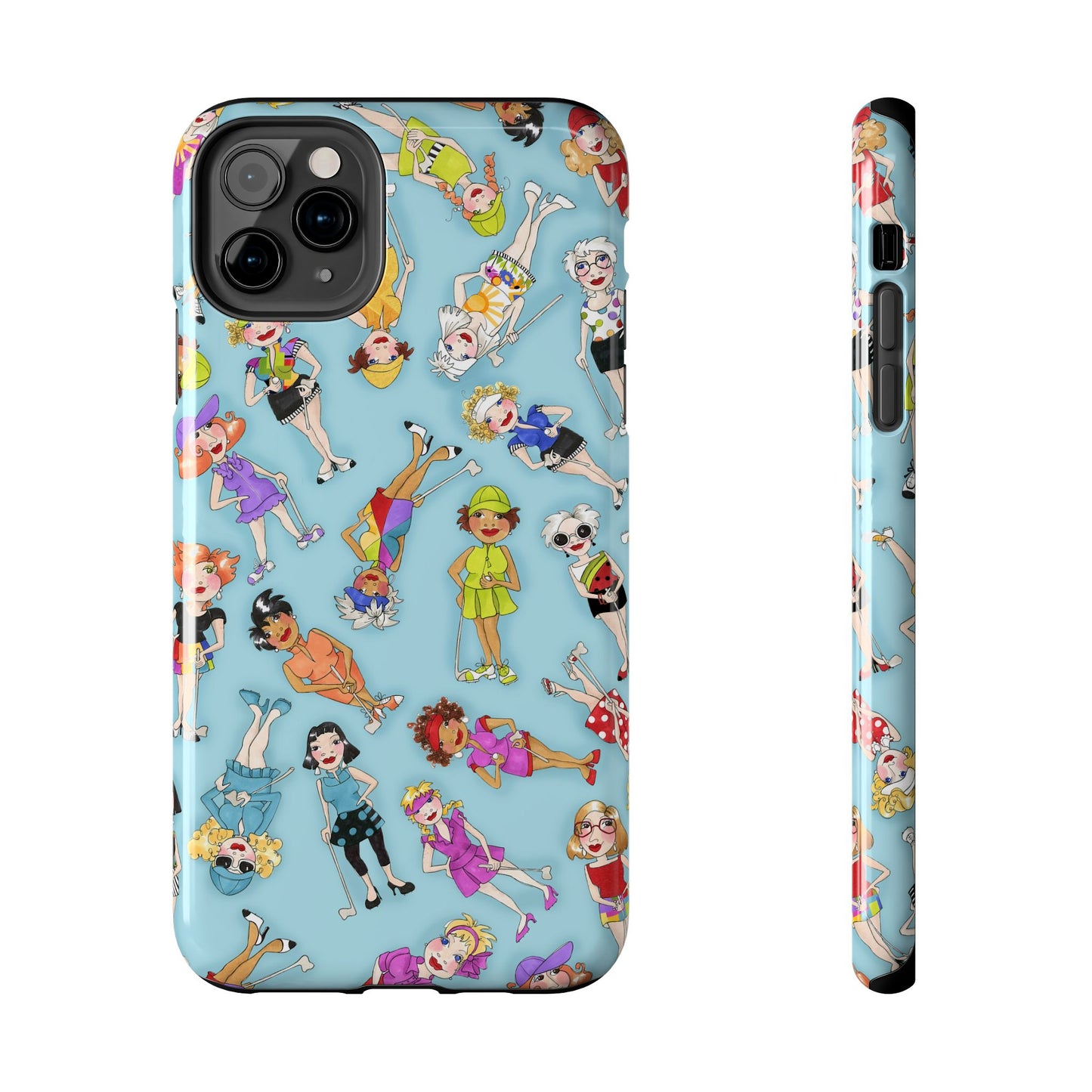 Tossed Golfer Girls Turquoise Phone Case