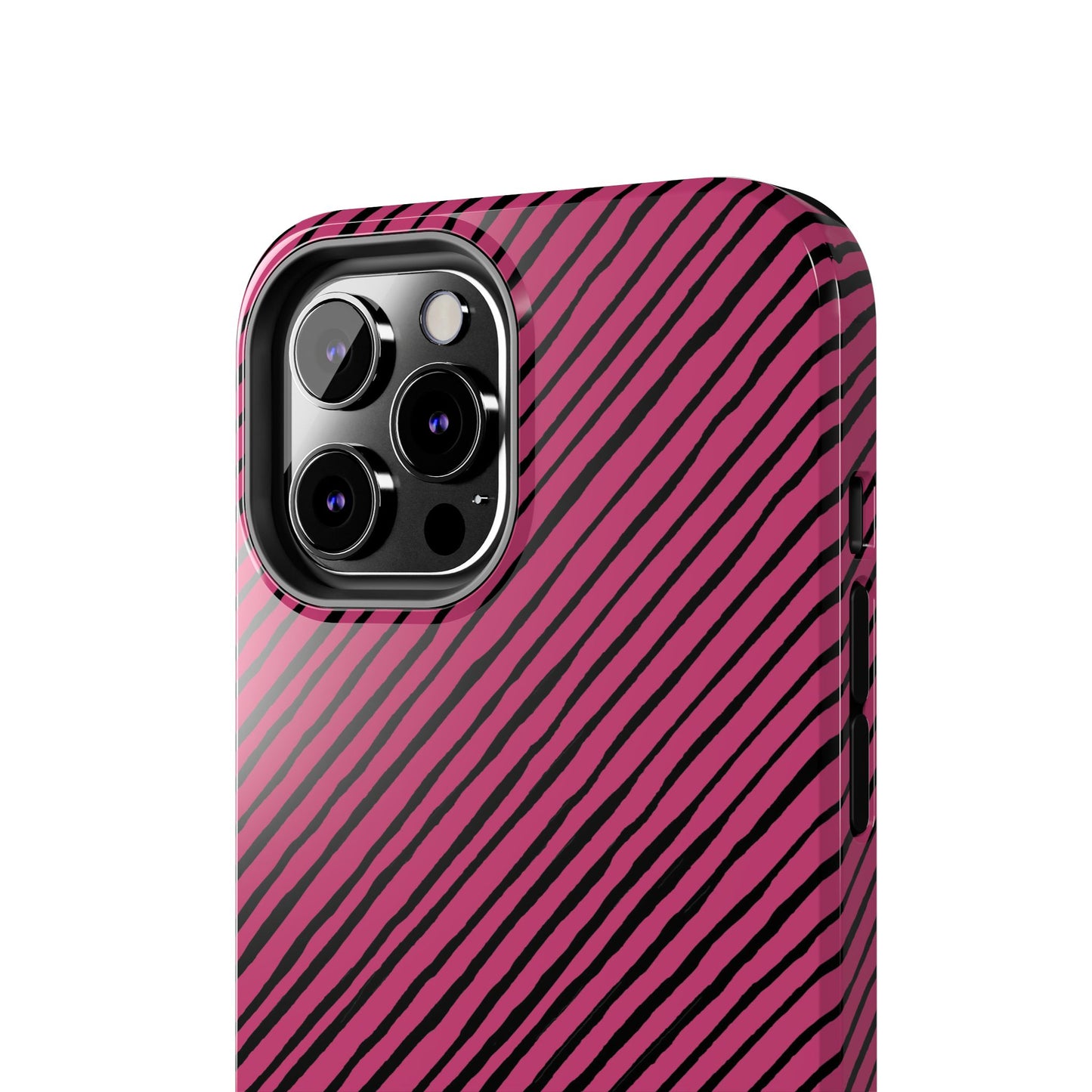 Quirky Bias Stripe Magenta / Black Phone Case