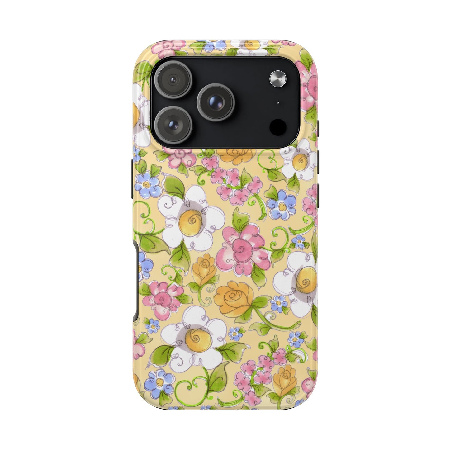 Flower Frolic Yellow Phone Case