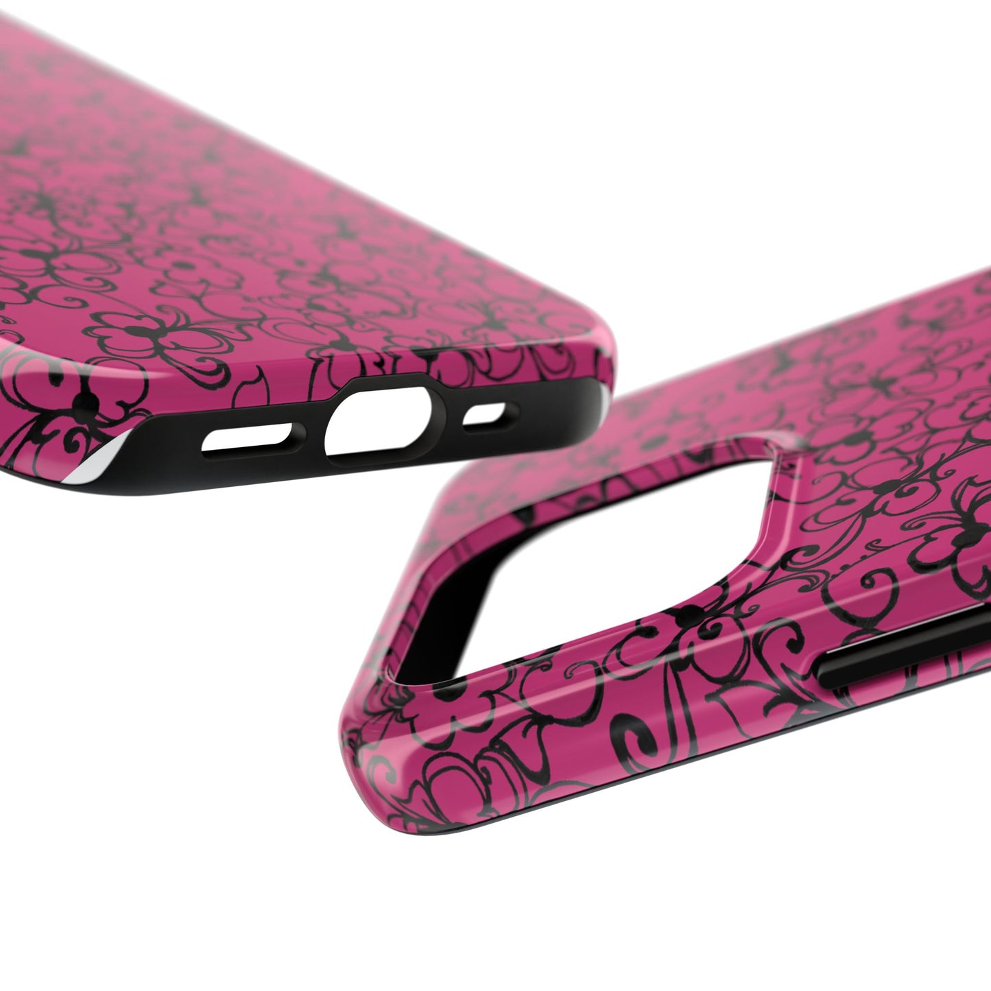 Daisy Jungle Pink / Black Phone Case