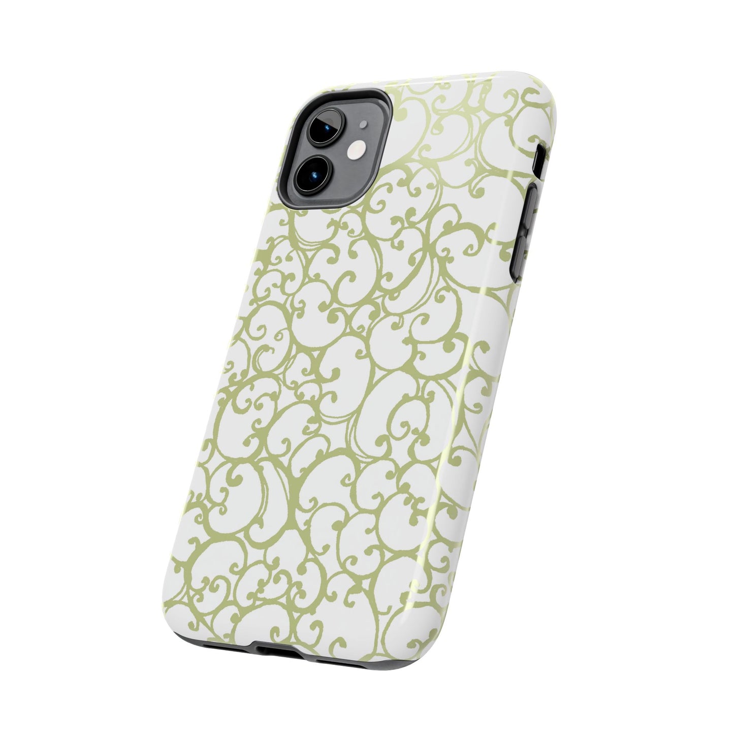 Scrollie White / Green Phone Case