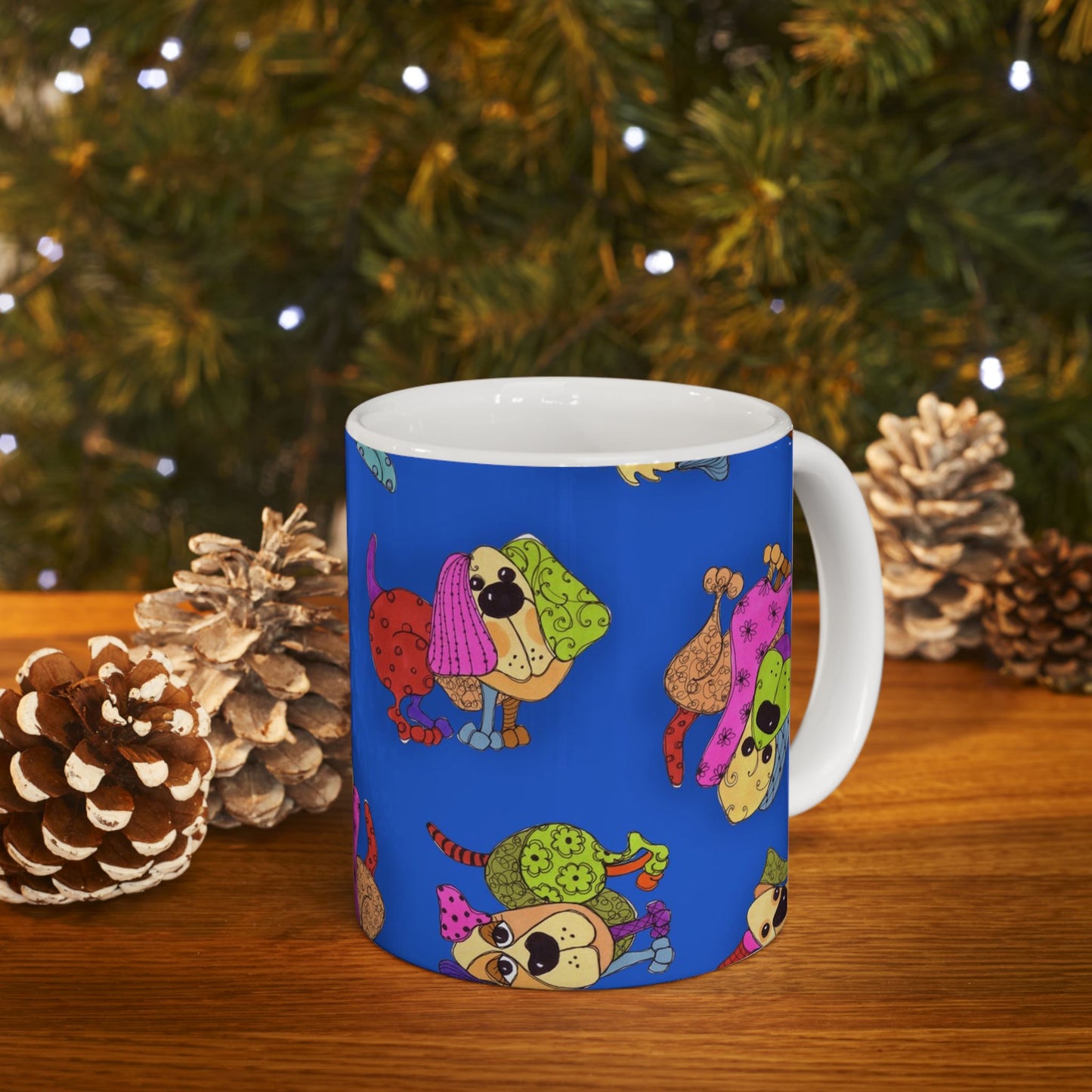 Tossed Happy Dogs Blue Cup