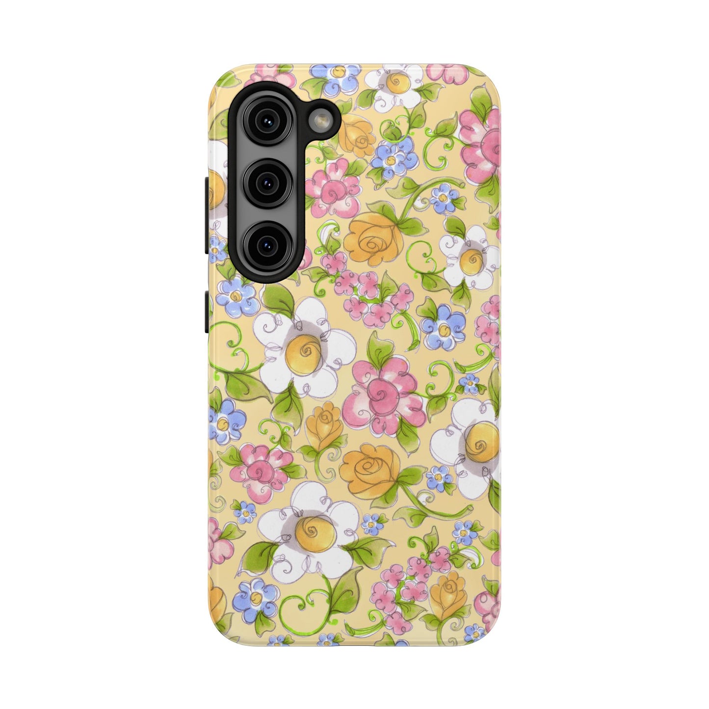 Flower Frolic Yellow Phone Case