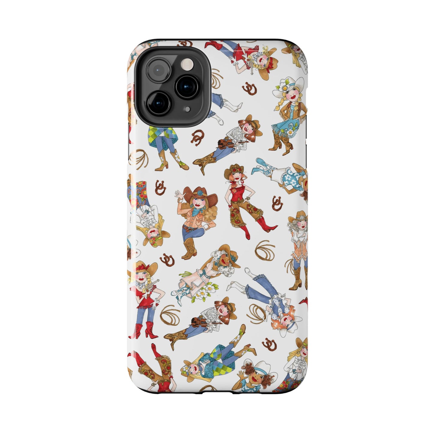 Tossed Cowgirls White Phone Case