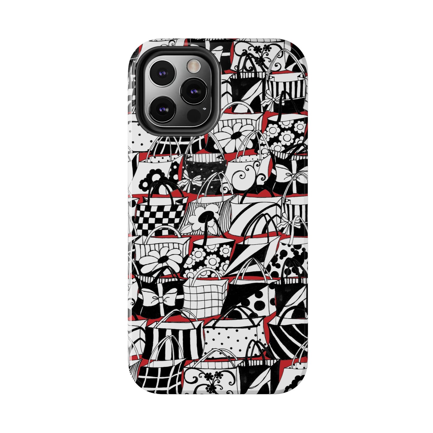 Totally Black, White & Red Phone Case