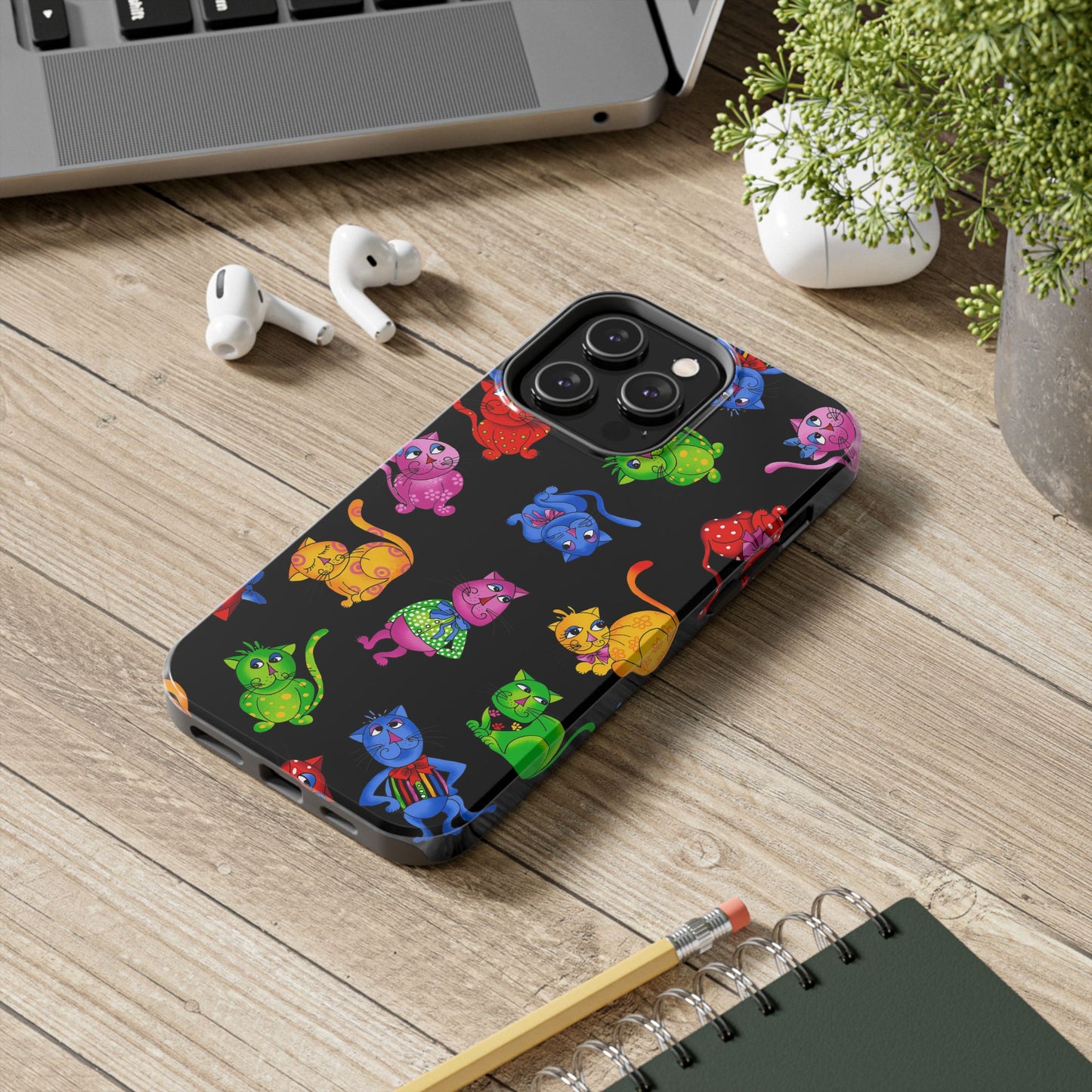 Tossed Cool Cats Black Phone Case