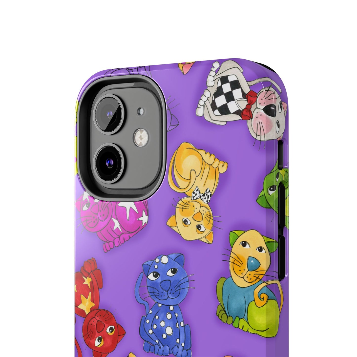 Tossed Happy Cats Purple Phone Case