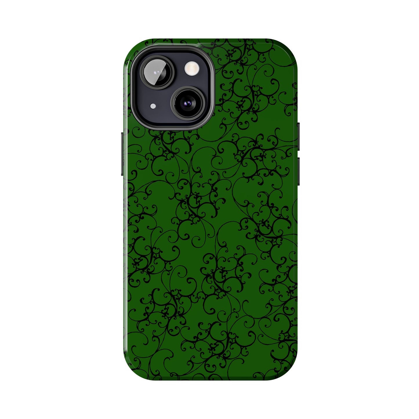 Elegant Scroll Dark Green / Black Phone Case