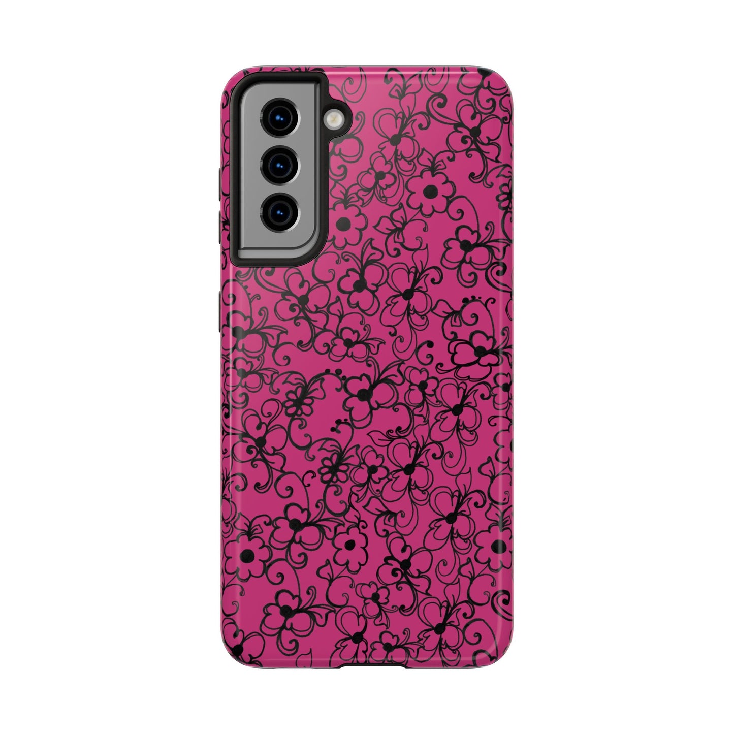 Daisy Jungle Pink / Black Phone Case