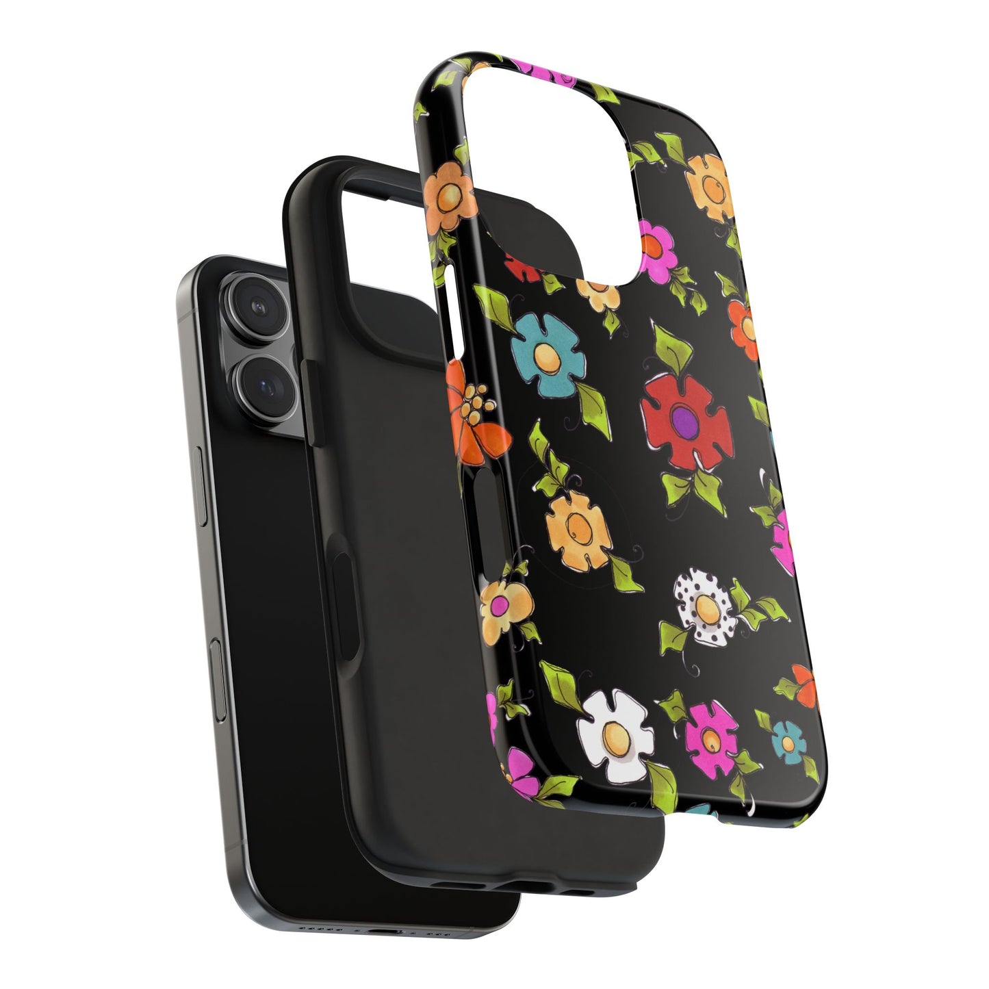 Dog Blooms Black Phone Case