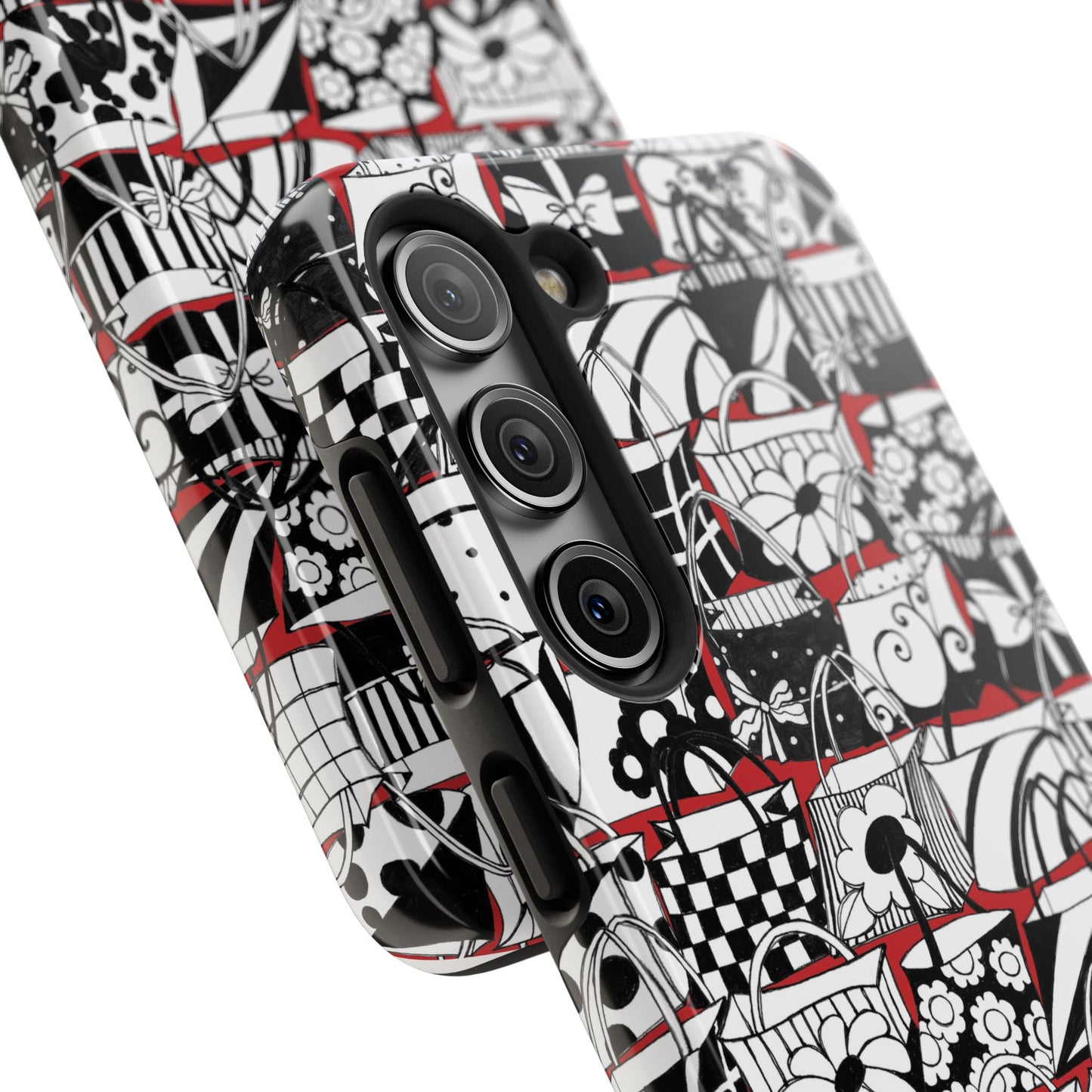 Totally Black, White & Red Phone Case